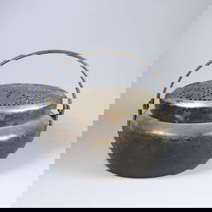 A BRONZE HAND WARMER WITH AUSPICIOUS FRUIT PATTERN: Bronze hand warmer with auspicious fruit pattern