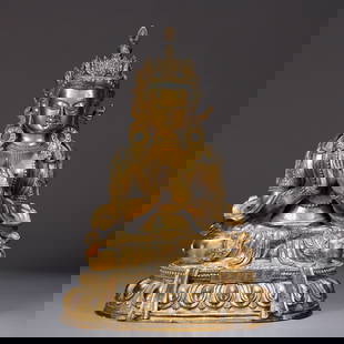 A GILT BRONZE BUDDHA STATUE: Gilt Bronze Buddha Statue