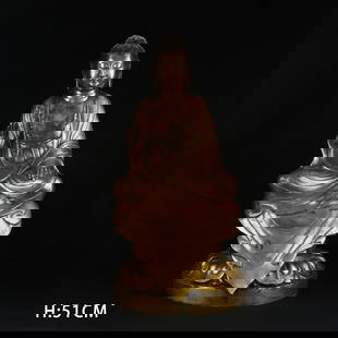 A GILT BRONZE FIGURE OF AMOGHASIDDHI BUDDHA: Gilt Bronze Figure of Amoghasiddhi Buddha