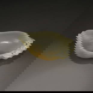 A HETIAN JADE YI VESSEL: Hetian jade yi vessel