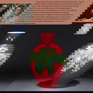 A FAMILLE ROSE BUNDLE-SHAPED VASE: Famille rose bundle-shaped vase.PROVENANCE: Highlight of this sale is part of the collection of K'ung Hsiang-Hsi (Kong Xiangxi, &#23380;&#31077;&#29081;, 1880-1967). Born in Taigu, Shanxi province, to