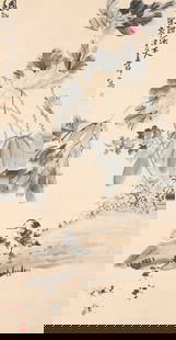 A FLOWER AND BIRD PAINTING ON PAPER BY LI SHAN.李鱓: Flower and Bird painting on paper by Li Shan.&#26446;&#40019;