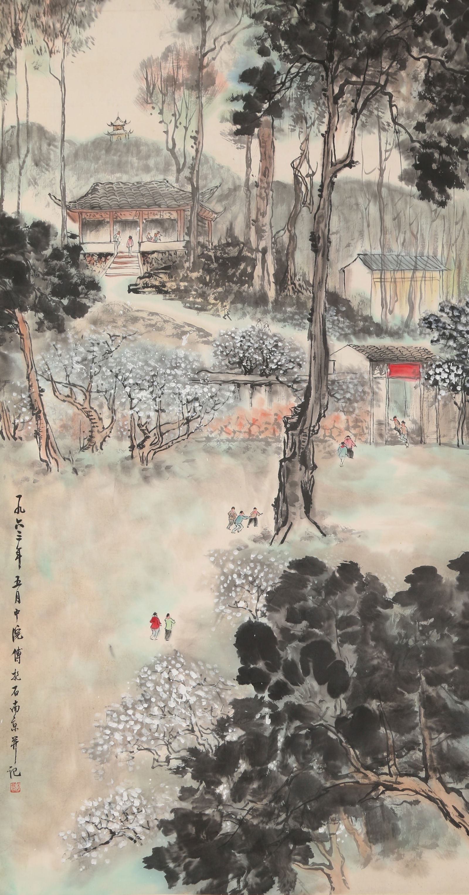 A LANDSCAPE PAINTING ON PAPER BY FU BAOSHI.傅抱石: Landscape painting on paper by Fu Baoshi.傅抱石