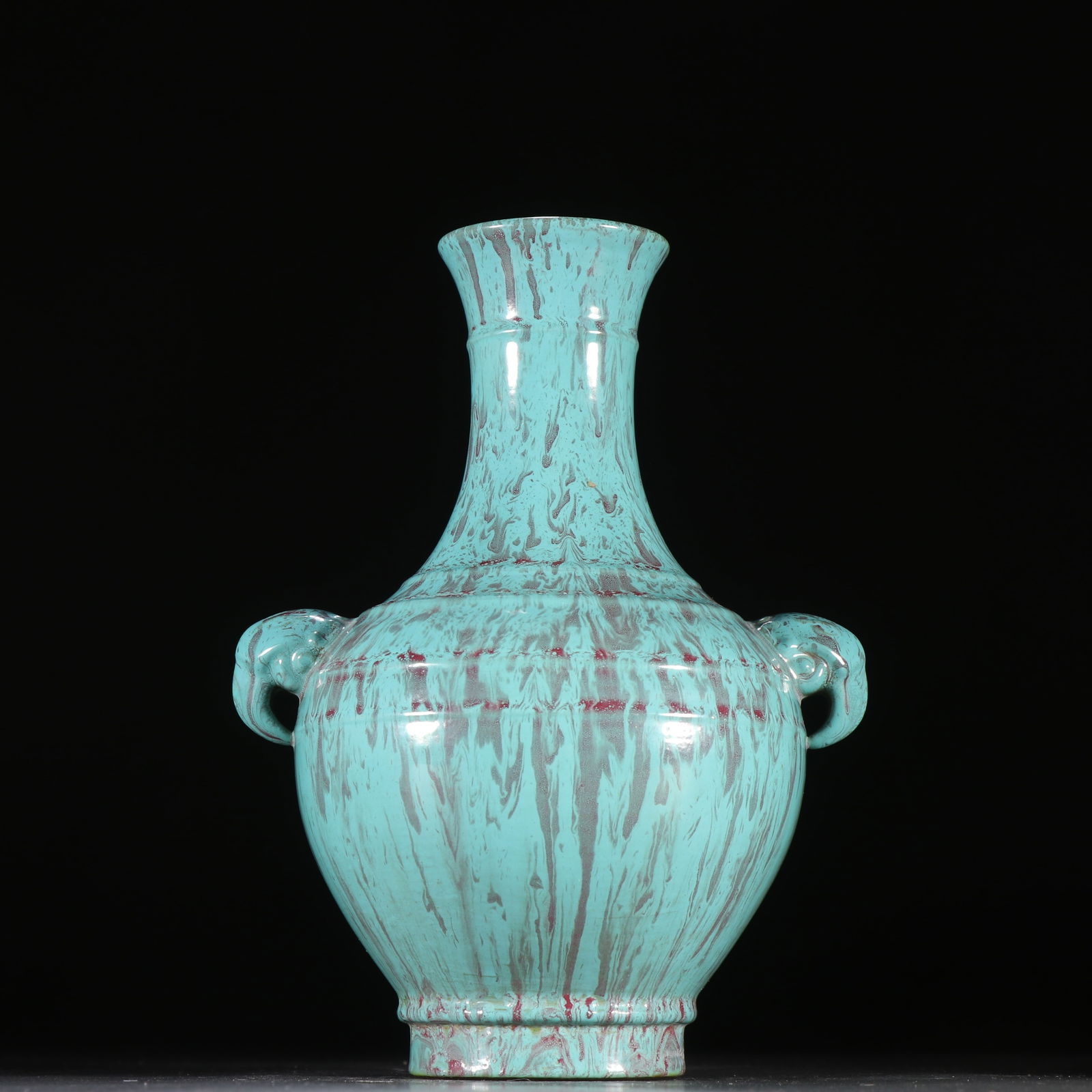 A QING LU JUN GLAZE DOUBLE EAR VASE: Qing Lu Jun Glaze Double Ear Vase