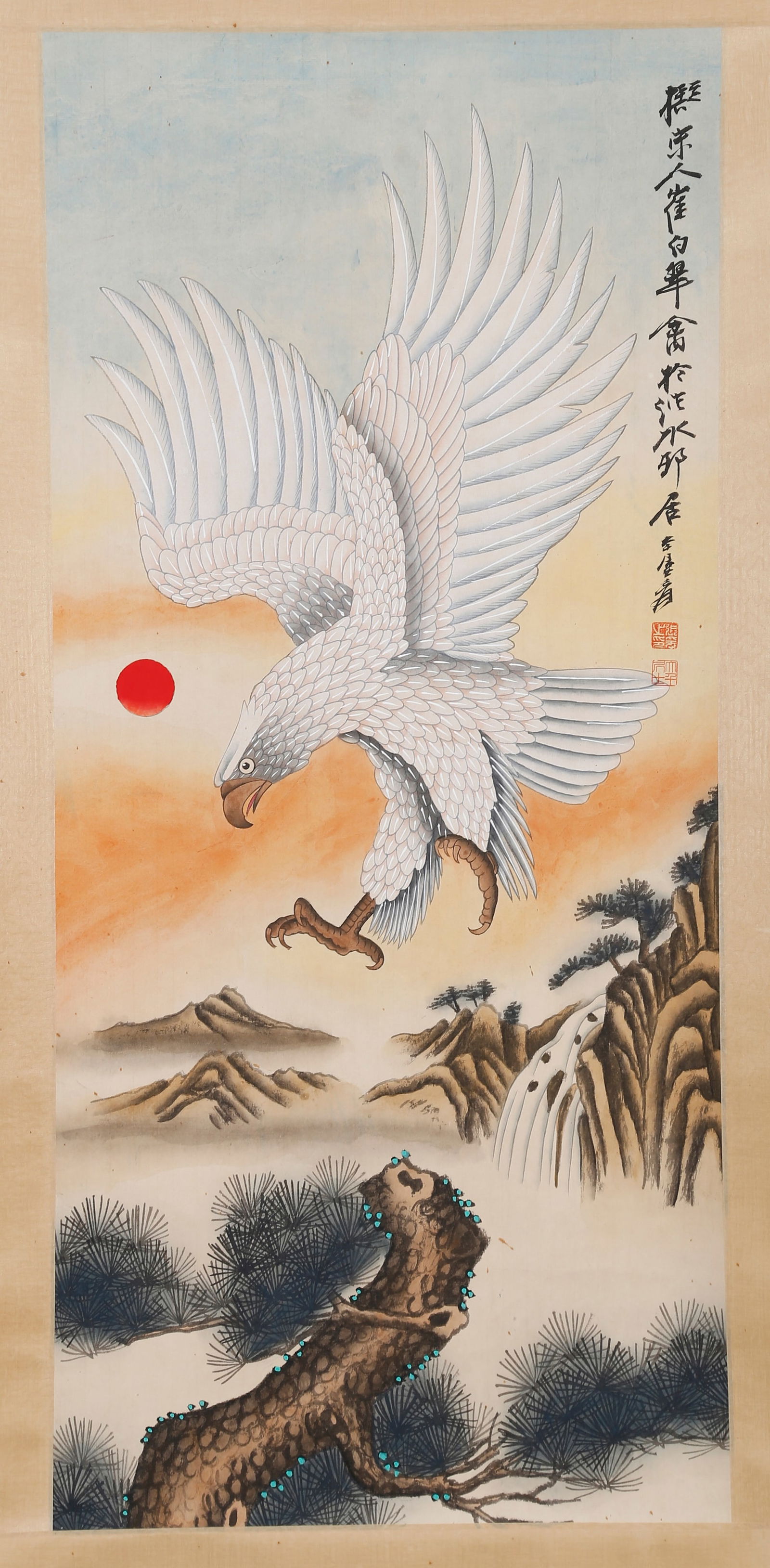 A EAGLE PAINTING ON PAPER BY ZHANG DAQIAN.张大千: Eagle Painting on Paper by Zhang Daqian.张大千