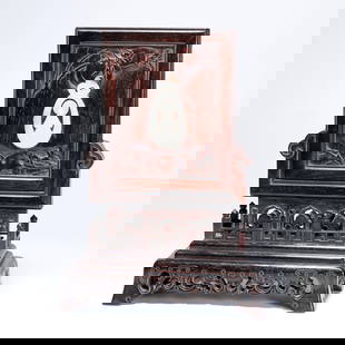 A ZITAN WOOD CARVED TABLE SCREEN: Zitan Wood Carved Table Screen