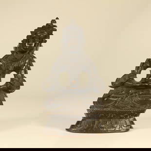 A BRONZE STATUE OF AMITAYUS BUDDHA (BUDDHA OF INFINITE LIFE): Bronze statue of Amitayus Buddha (Buddha of Infinite Life)