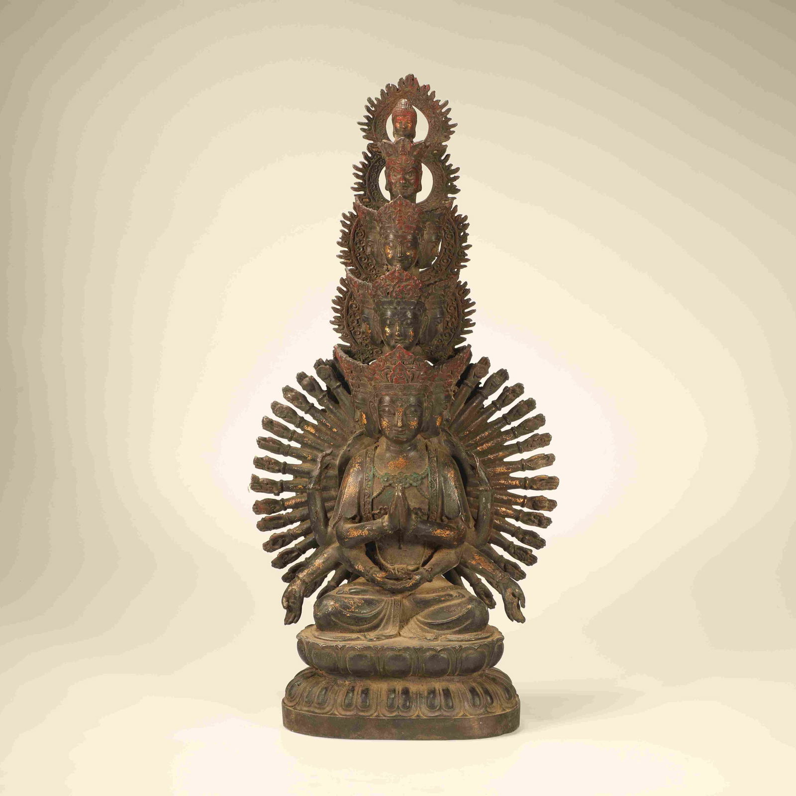 A GILT BRONZE STATUE OF THOUSAND-ARMED AVALOKITESHVARA (1 of 6)