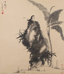 A BIRD PAINTING ON PAPER BY BADA SHANREN.八大山人: Bird painting on paper by Bada Shanren.&#20843;&#22823;&#23665;&#20154;