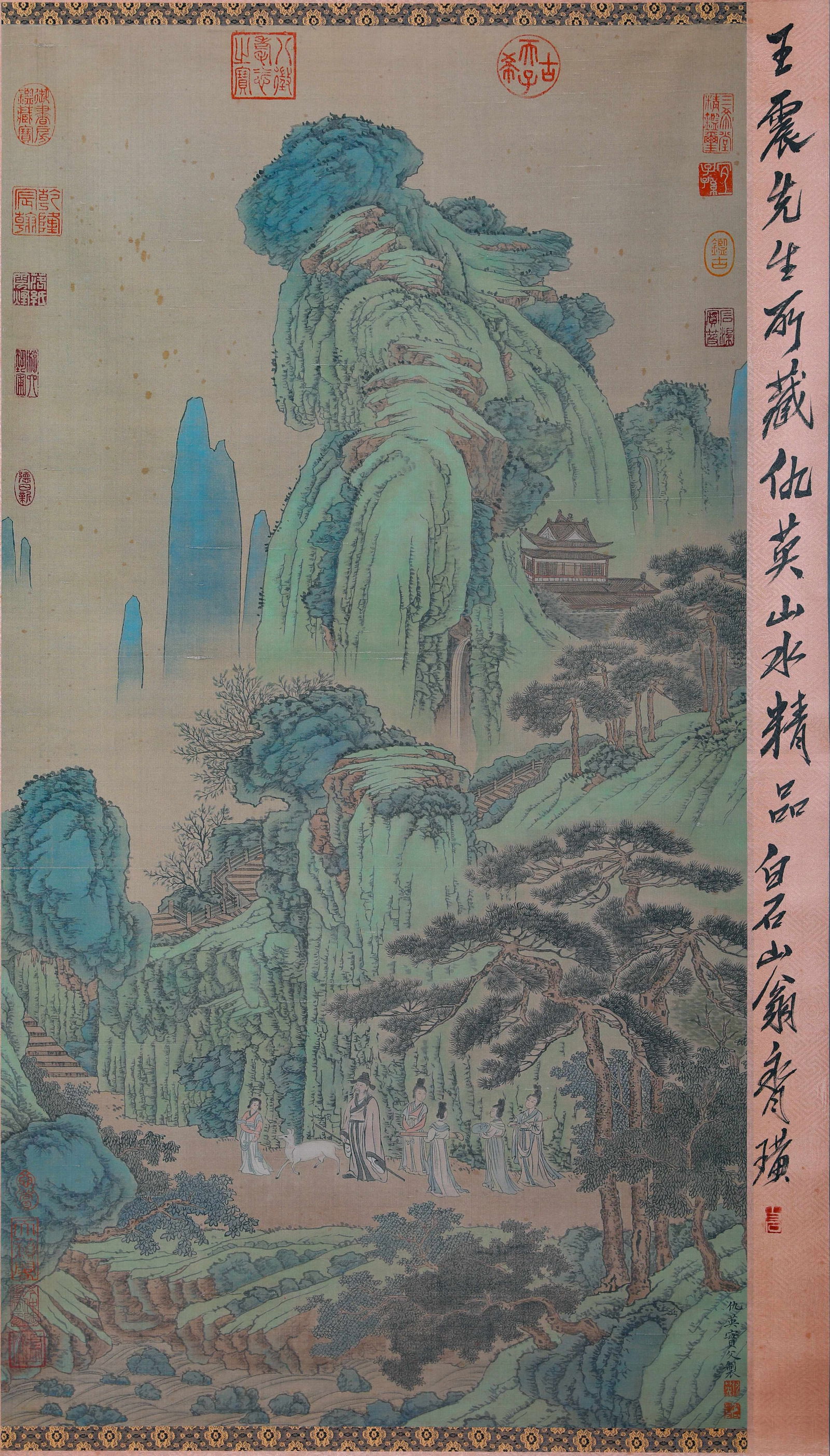 A LANDSCAPE PAINTING ON SILK BY QIU YING.仇英: Landscape painting on silk by Qiu Ying.仇英