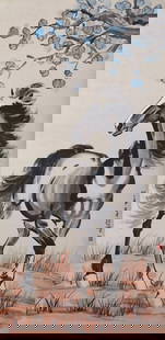 A HORSE PAINTING ON PAPER BY XU BEIHONG.徐悲鸿: Horse painting on paper by Xu Beihong.&#24464;&#24754;&#40511;