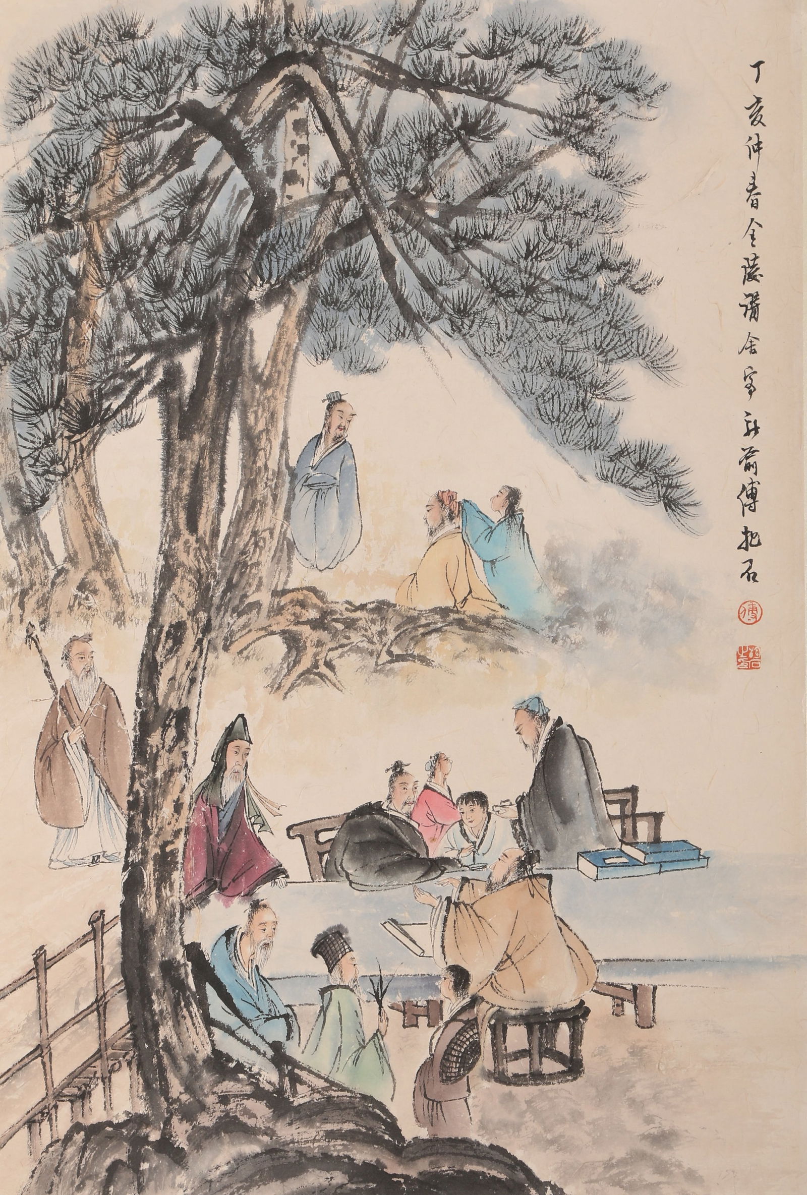 A HISTORICAL FIGURE PAINTING ON PAPER BY FU BAOSHI.傅抱石: Historical Figure Painting on Paper by Fu Baoshi.傅抱石