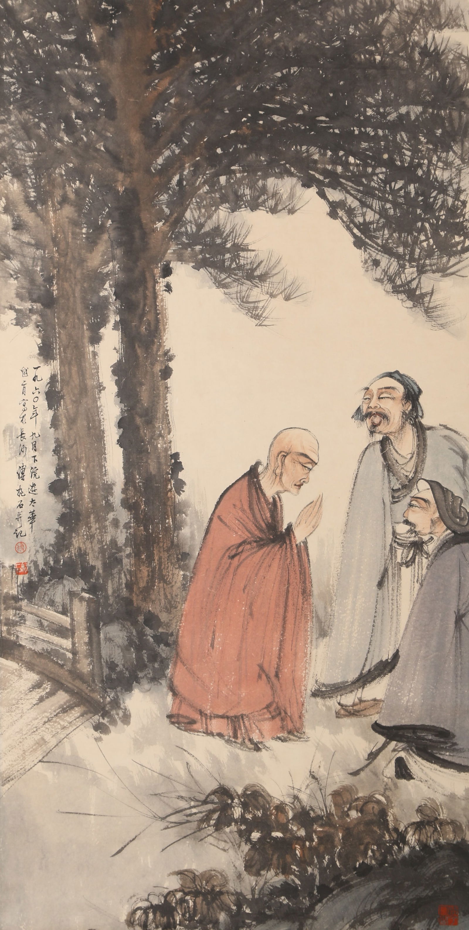 A "ELEGANT GATHERING OF SCHOLARS" ON PAPER BY FU BAOSHI.傅抱石: "Elegant Gathering of Scholars" on paper by Fu Baoshi.傅抱石