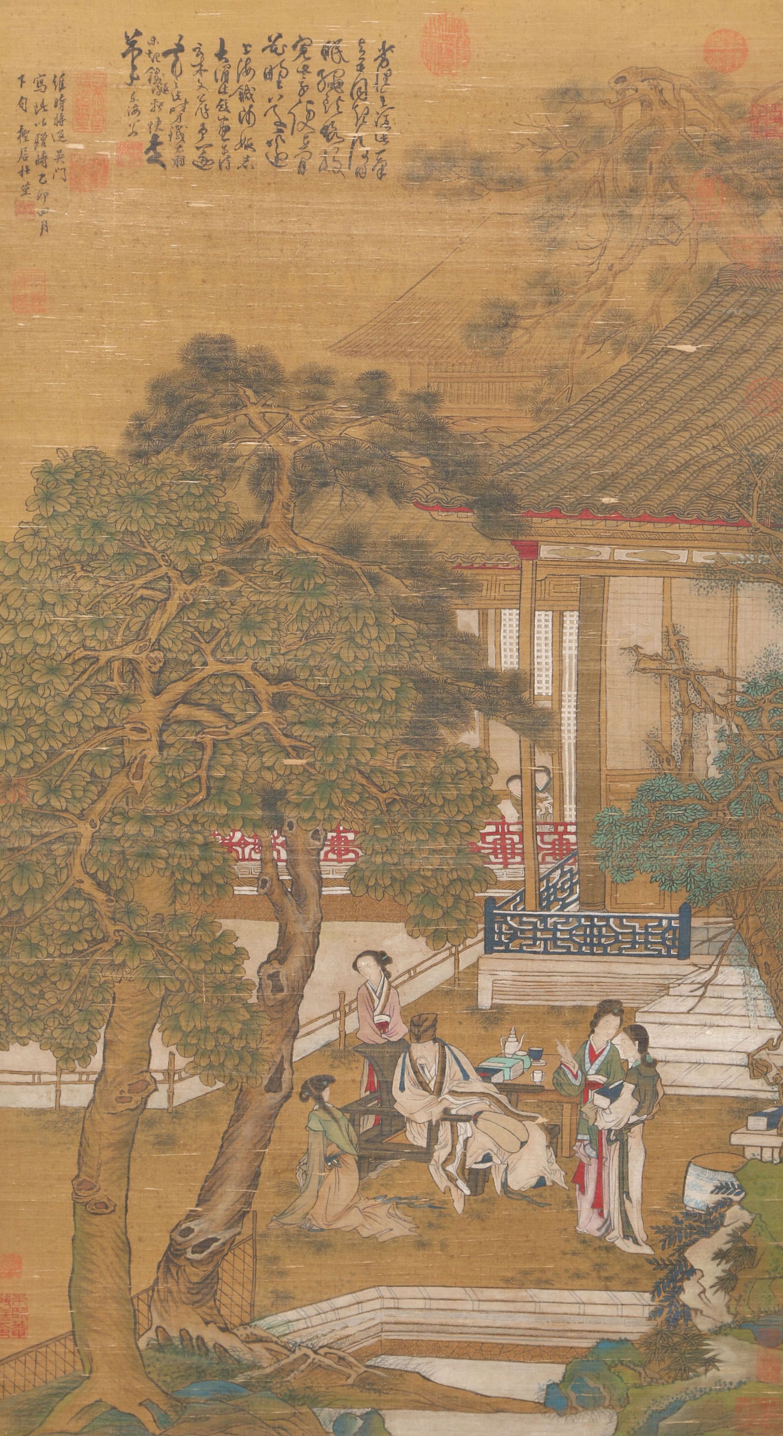 A FIGURE STORY PAINTING ON SILK BY DU JIN.杜堇: Figure Story Painting on Silk by Du Jin.杜堇