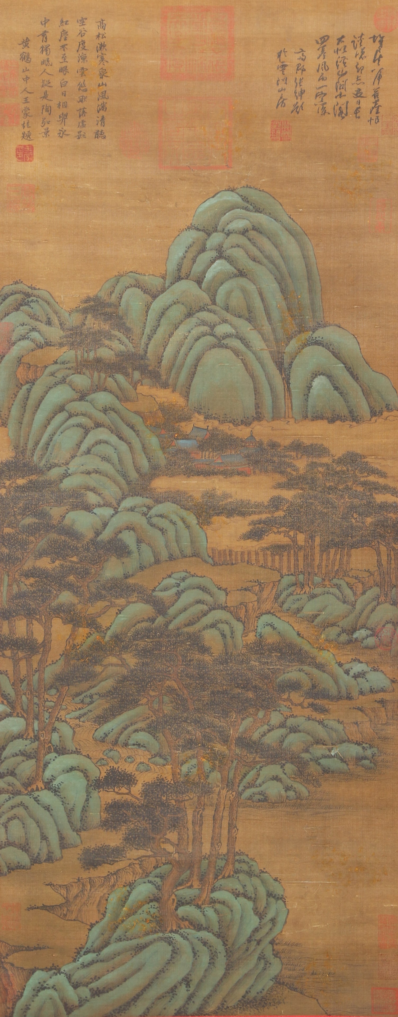 A LANDSCAPE ON SILK BY WANG MENG.王蒙: Landscape on Silk by Wang Meng.王蒙