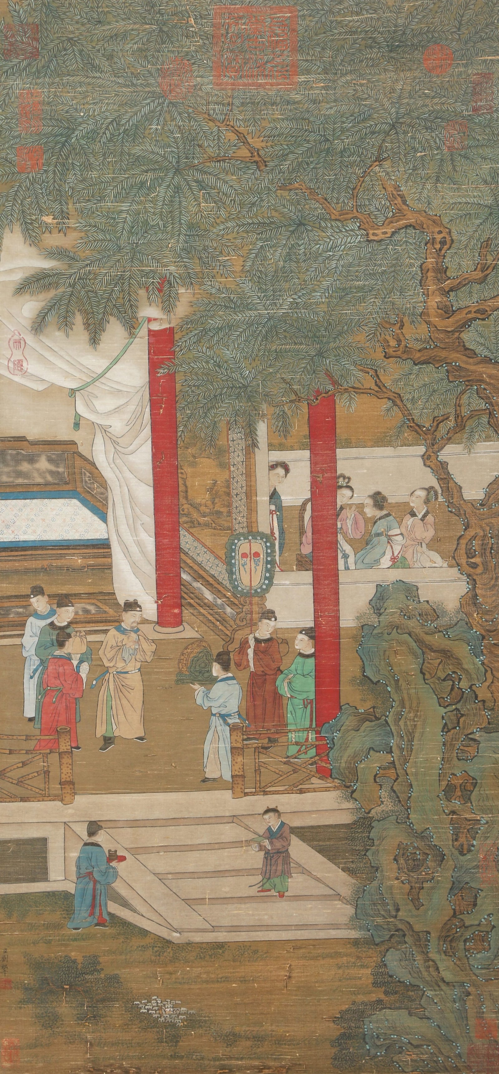 A FIGURE STORY PAINTING ON SILK BY LIU SONGNIAN.刘松年: Figure Story Painting on Silk by Liu Songnian.刘松年