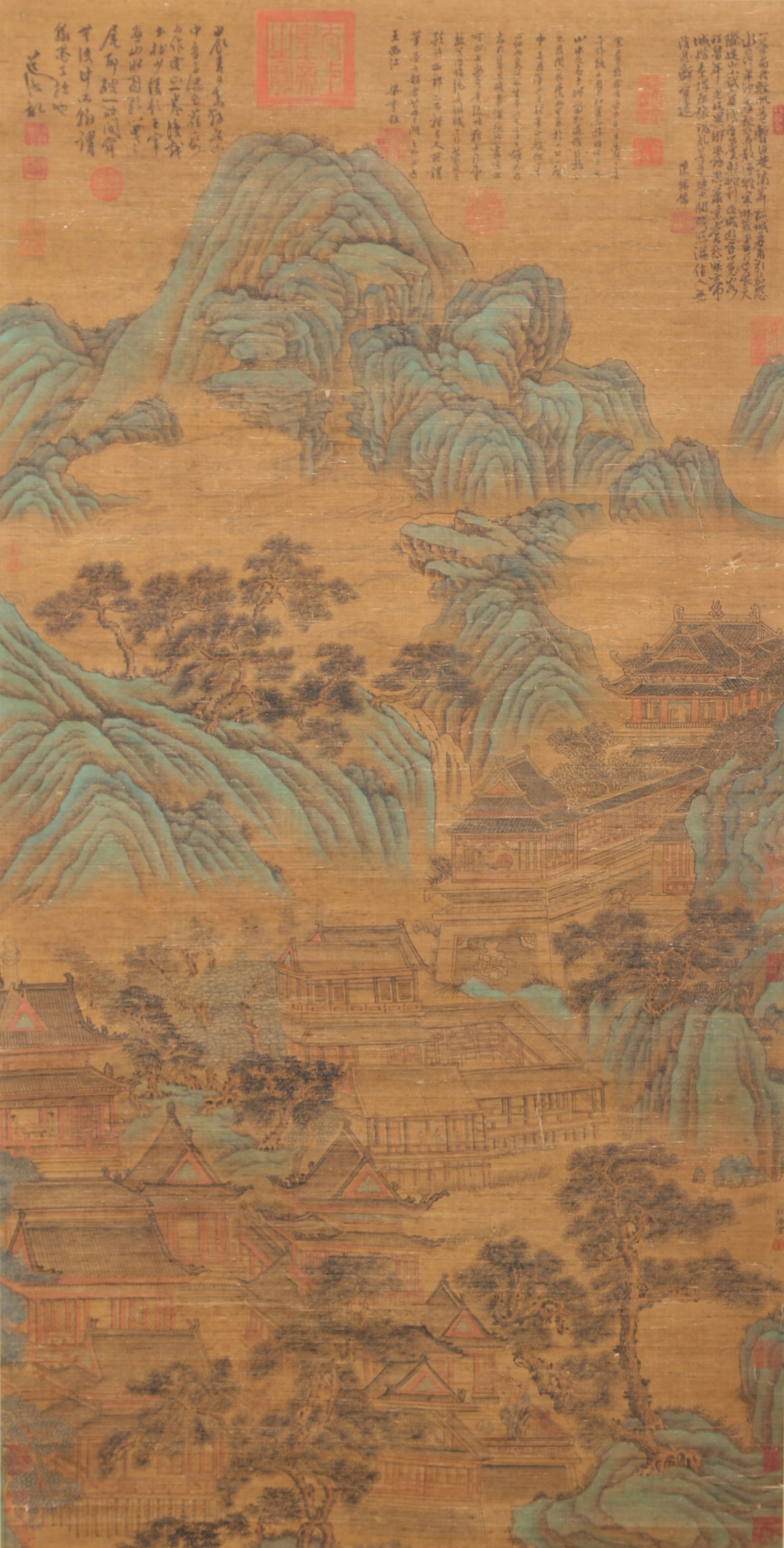 A LANDSCAPE AND PAVILIONS ON SILK BY JING HAO.荆浩 (1 of 14)