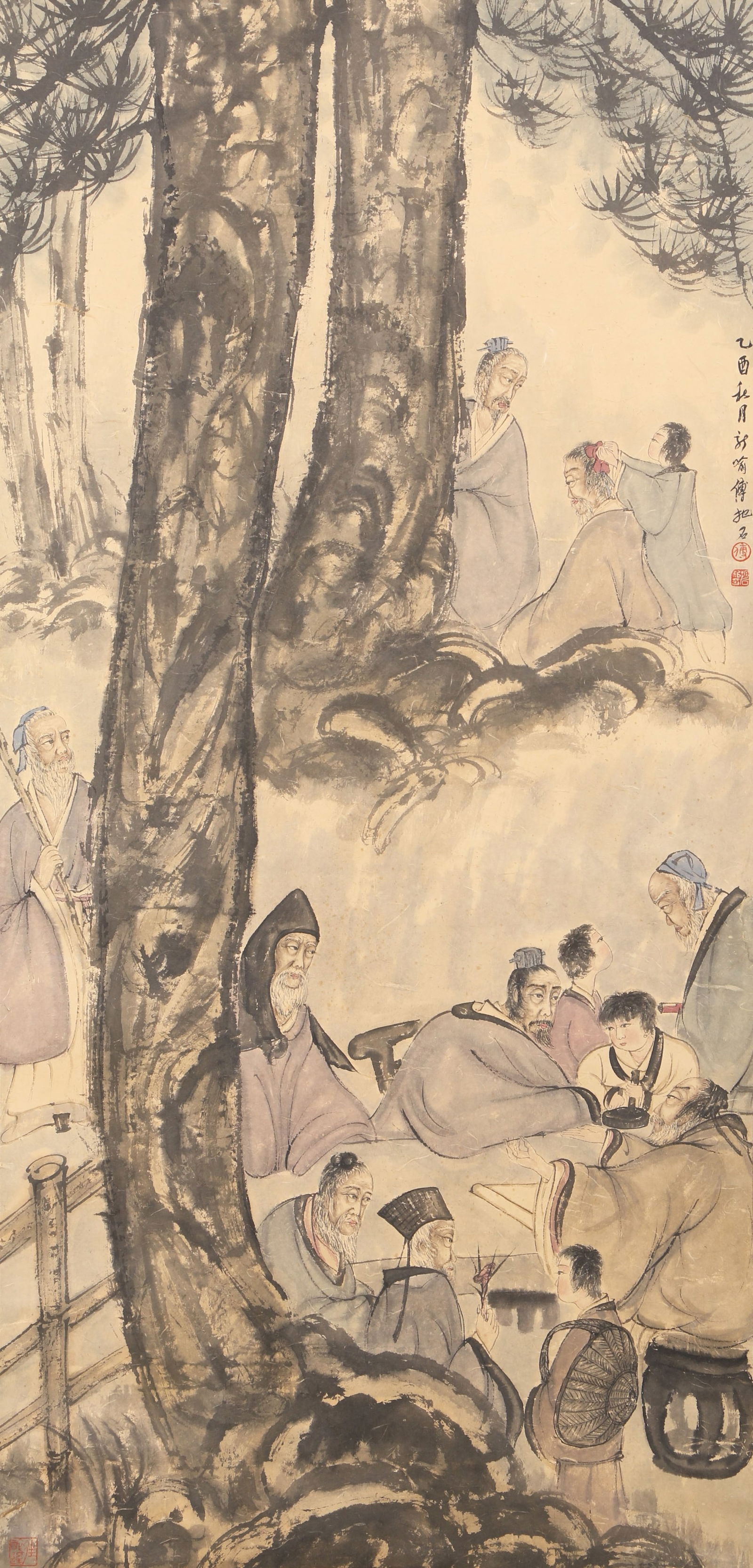 A FIGURE STORY PAINTING ON PAPER FU BAOSHI.傅抱石: Figure Story Painting on Paper Fu Baoshi.傅抱石