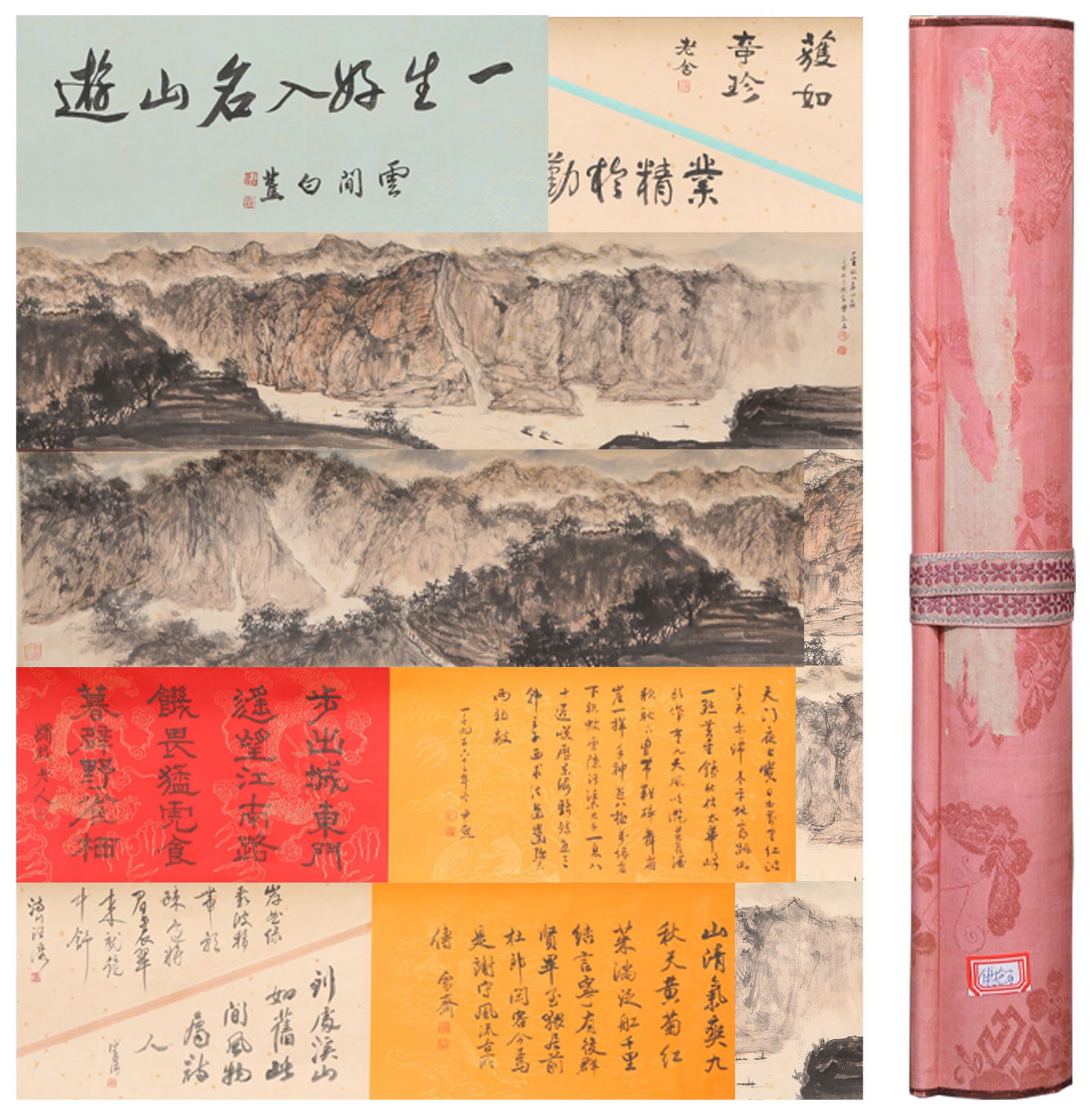 A LANDSCAPE PAINTING HANDSCROLL ON PAPER BY FU BAOSHI.傅抱石: Landscape Painting Handscroll on Paper by Fu Baoshi.傅抱石
