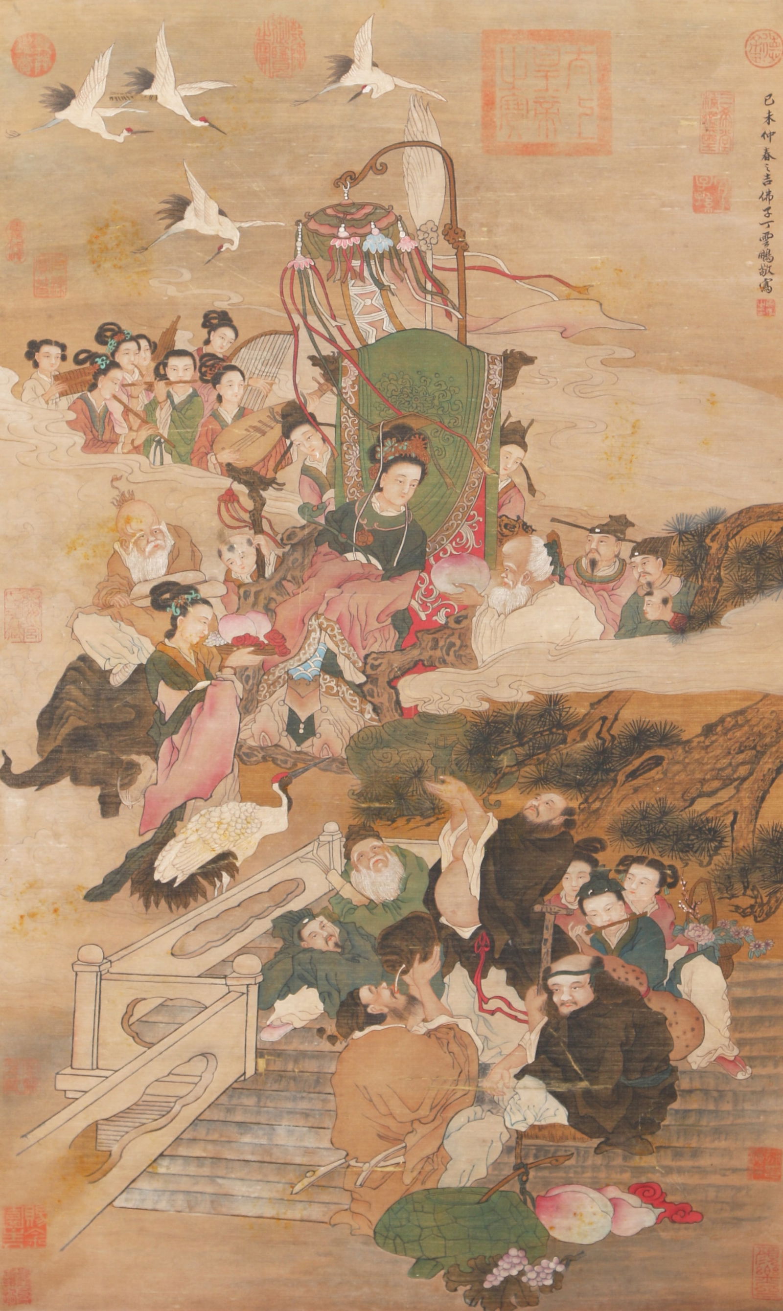A IMMORTAL FIGURE PAINTING ON SILK SCROLL BY DING YUNPENG.丁雲鵬 (1 of 12)