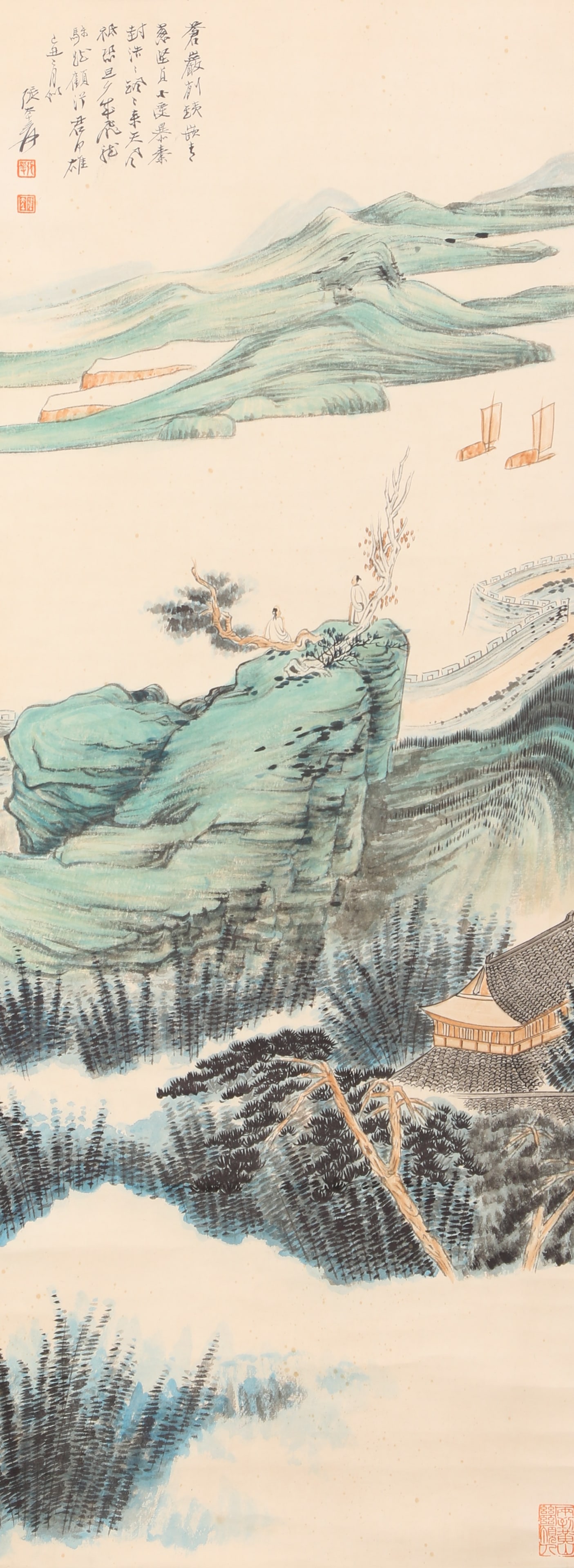 A LANDSCAPE PAINTING ON PAPER BY ZHANG DAQIAN.張大千: Landscape Painting on Paper by Zhang Daqian.張大千