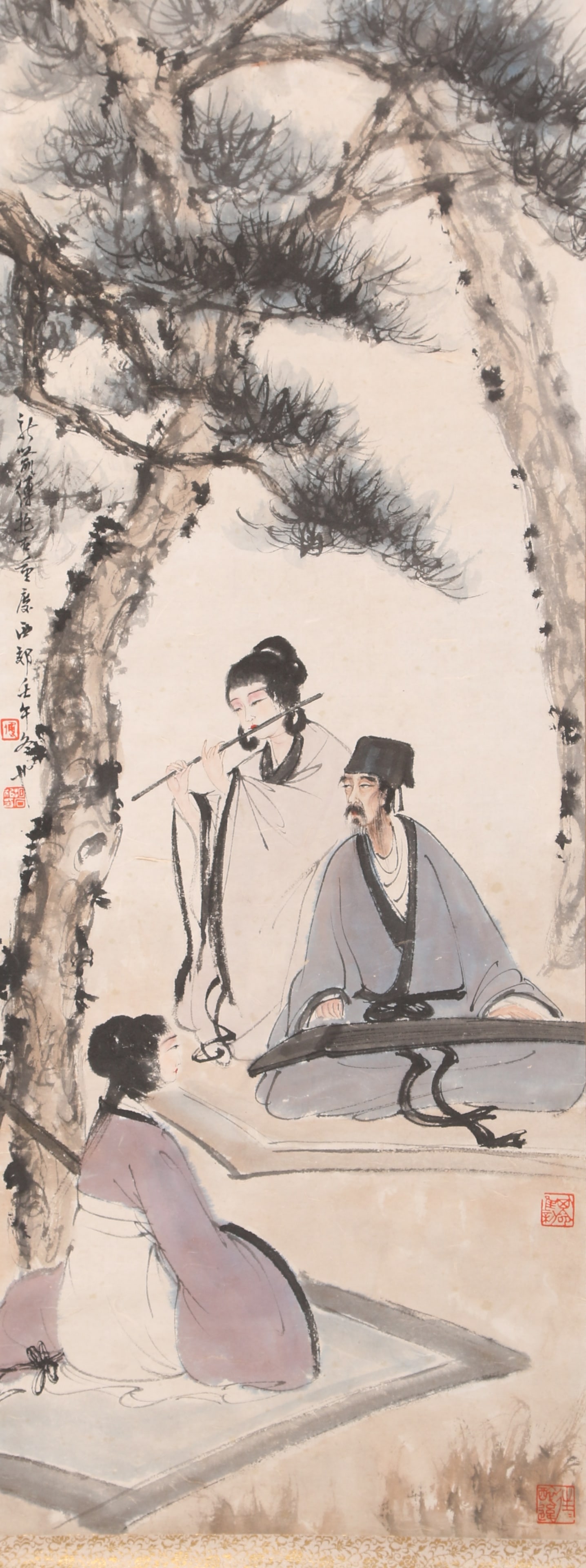 A SCHOLAR PAINTING ON PAPER BY FU BAOSHI.傅抱石: Scholar Painting on Paper by Fu Baoshi.傅抱石