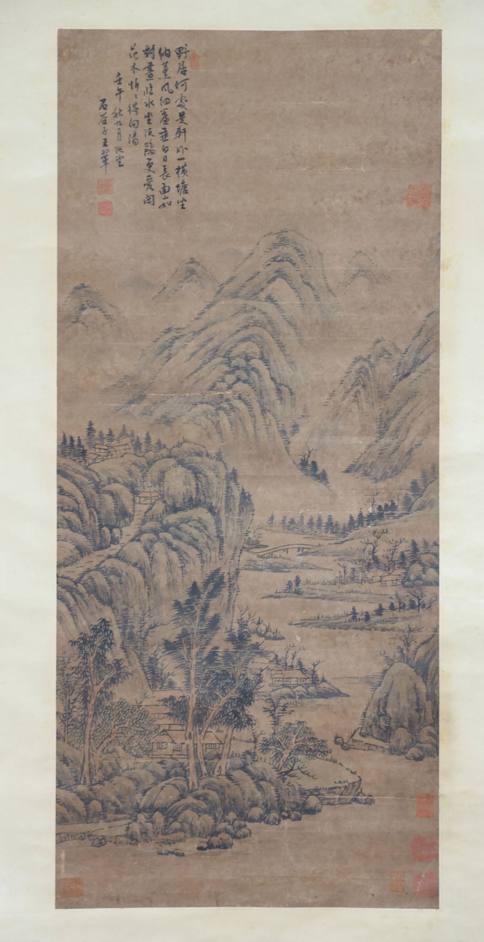 A LANDSCAPE PAINTING ON PAPER BY WANG HUI.王翬: Landscape Painting on Paper by Wang Hui.王翬