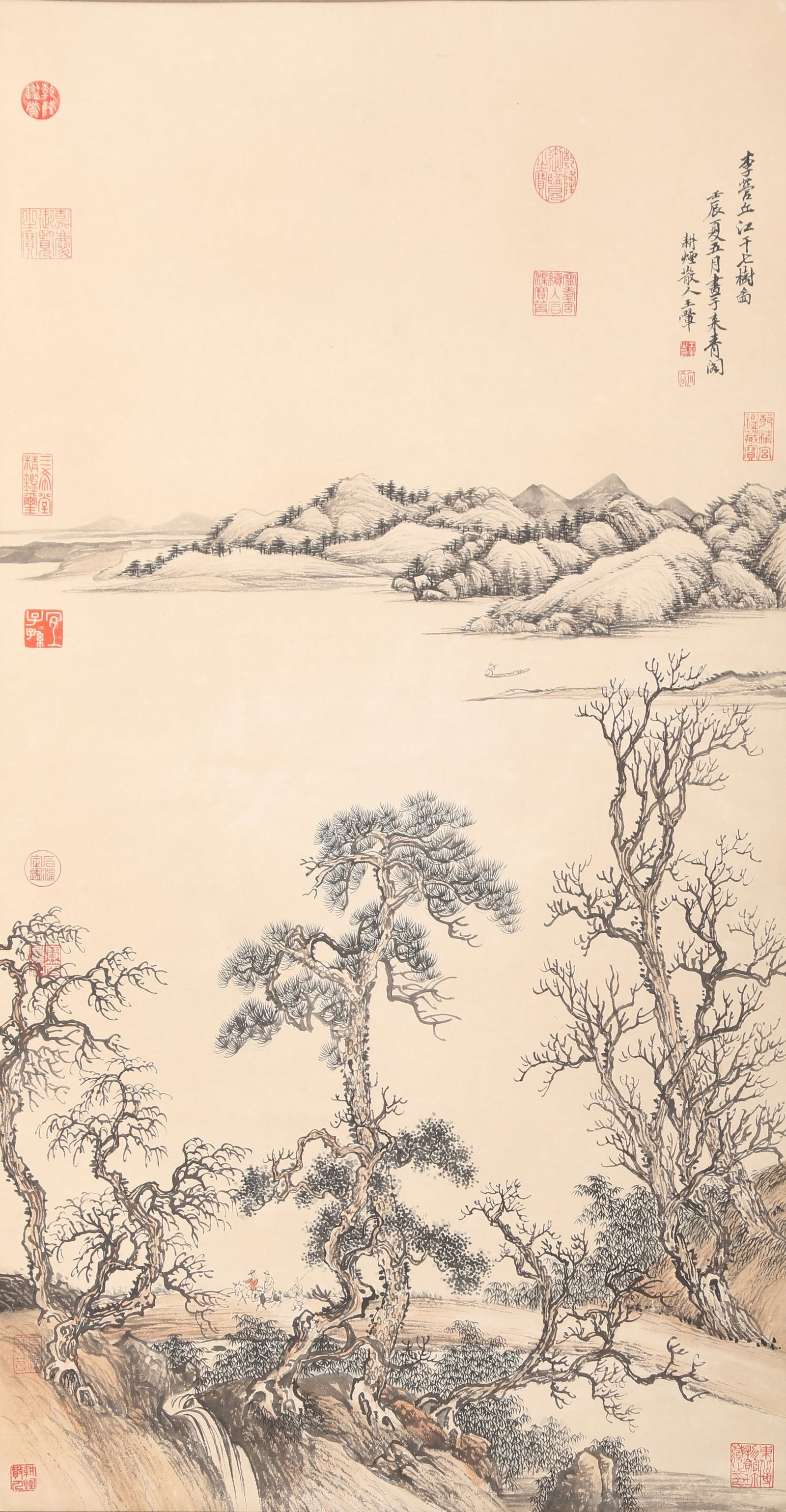 A LANDSCAPE PAINTING ON PAPER BY WANG HUI.王翬: Landscape Painting on Paper by Wang Hui.王翬
