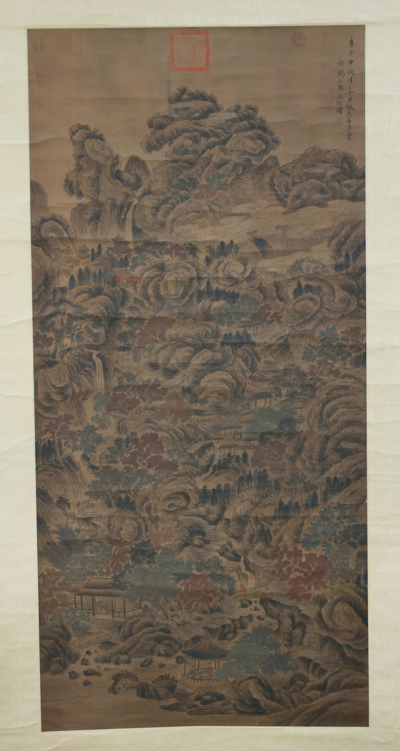 A LANDSCAPE PAINTING ON SILK BY WANG MENG.王蒙: Landscape Painting on Silk by Wang Meng.王蒙