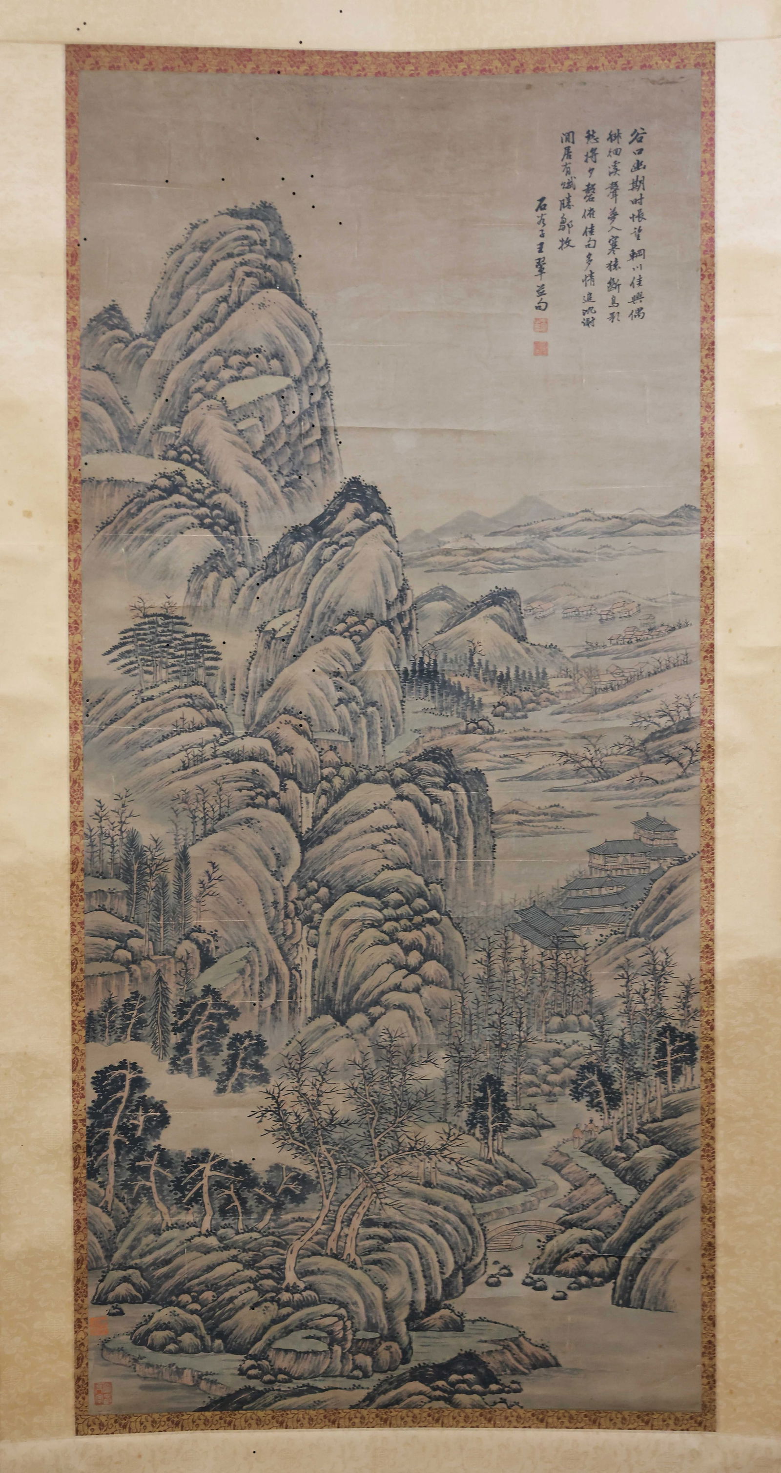 A LANDSCAPE PAINTING ON PAPER BY WANG HUI.王翬: Landscape Painting on Paper by Wang Hui.王翬