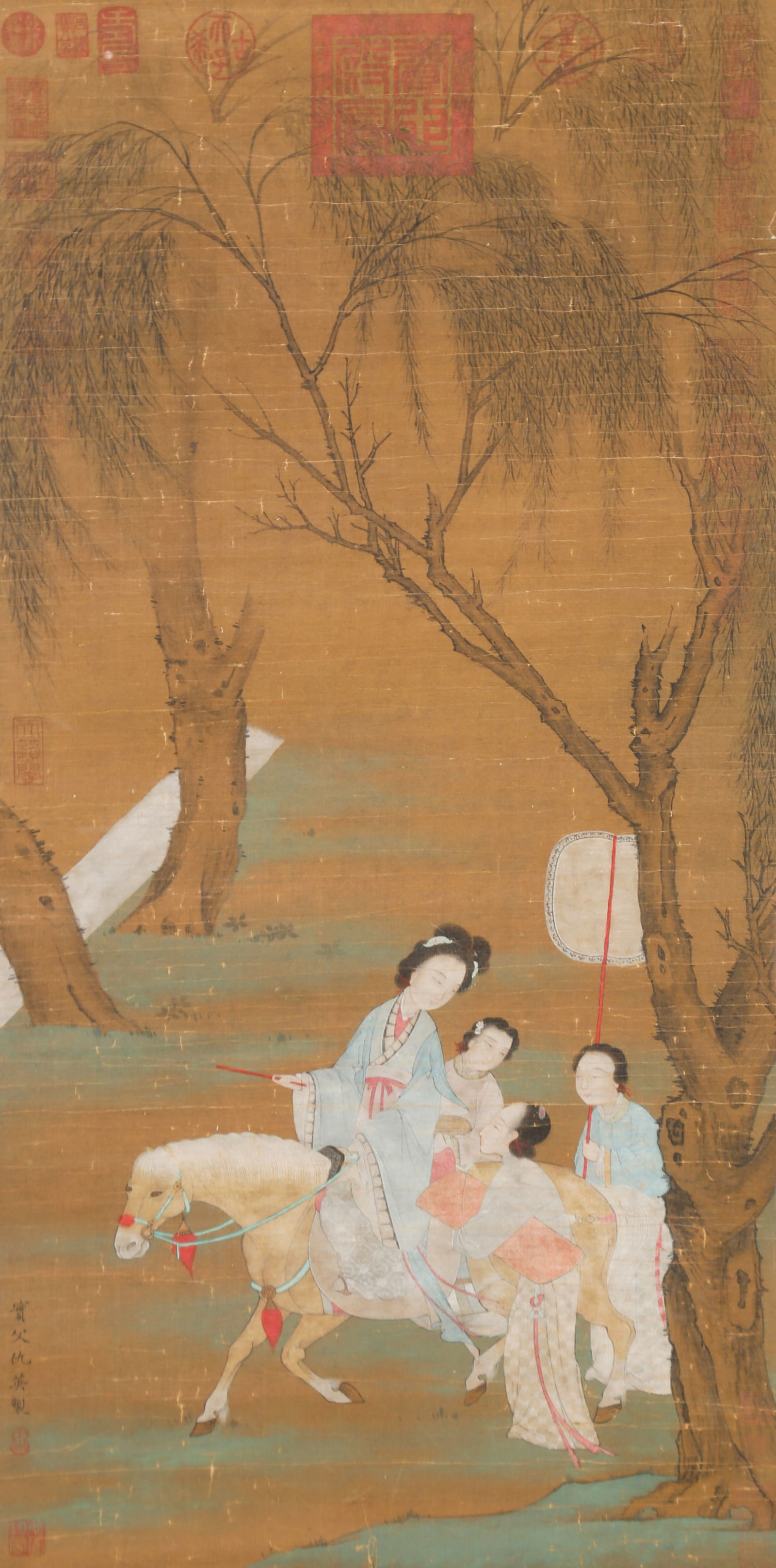 A PORTRAIT OF A LADY PAINTING ON SILK BY QIU YING.仇英: Portrait of a Lady Painting on Silk by Qiu Ying.仇英