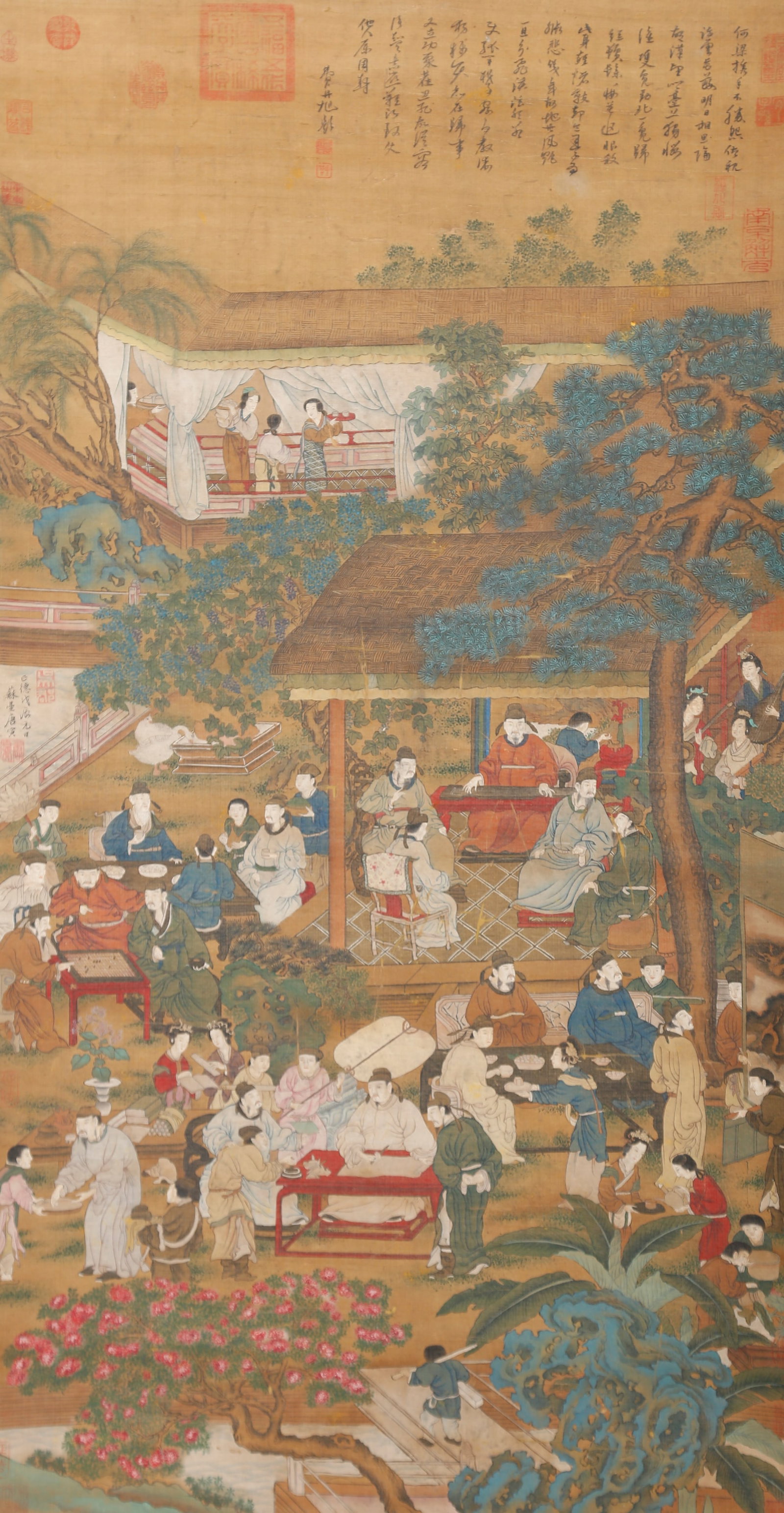 A NARRATIVE FIGURE PAINTING ON SILK BY TANG BOHU.唐伯虎: Narrative Figure Painting on Silk by Tang Bohu.唐伯虎