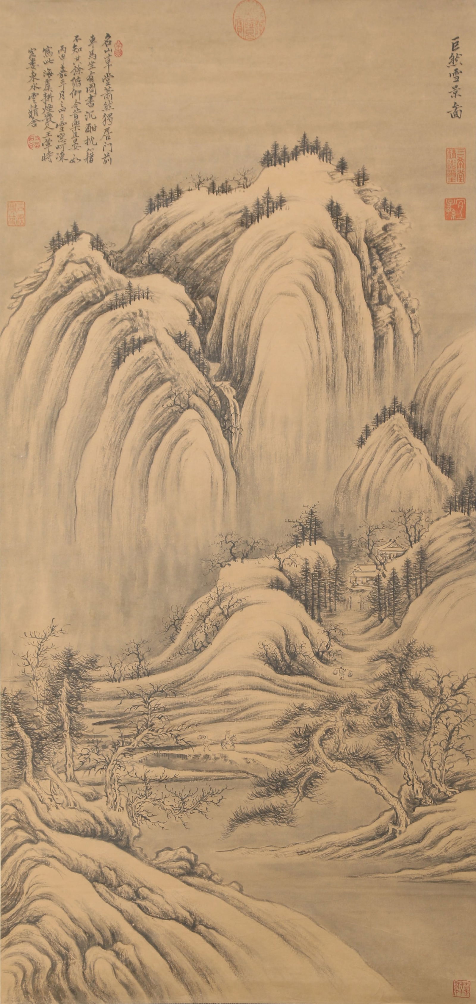 A LANDSCAPE PAINTING ON PAPER BY WANG HUI.王翬: Landscape Painting on Paper by Wang Hui.王翬