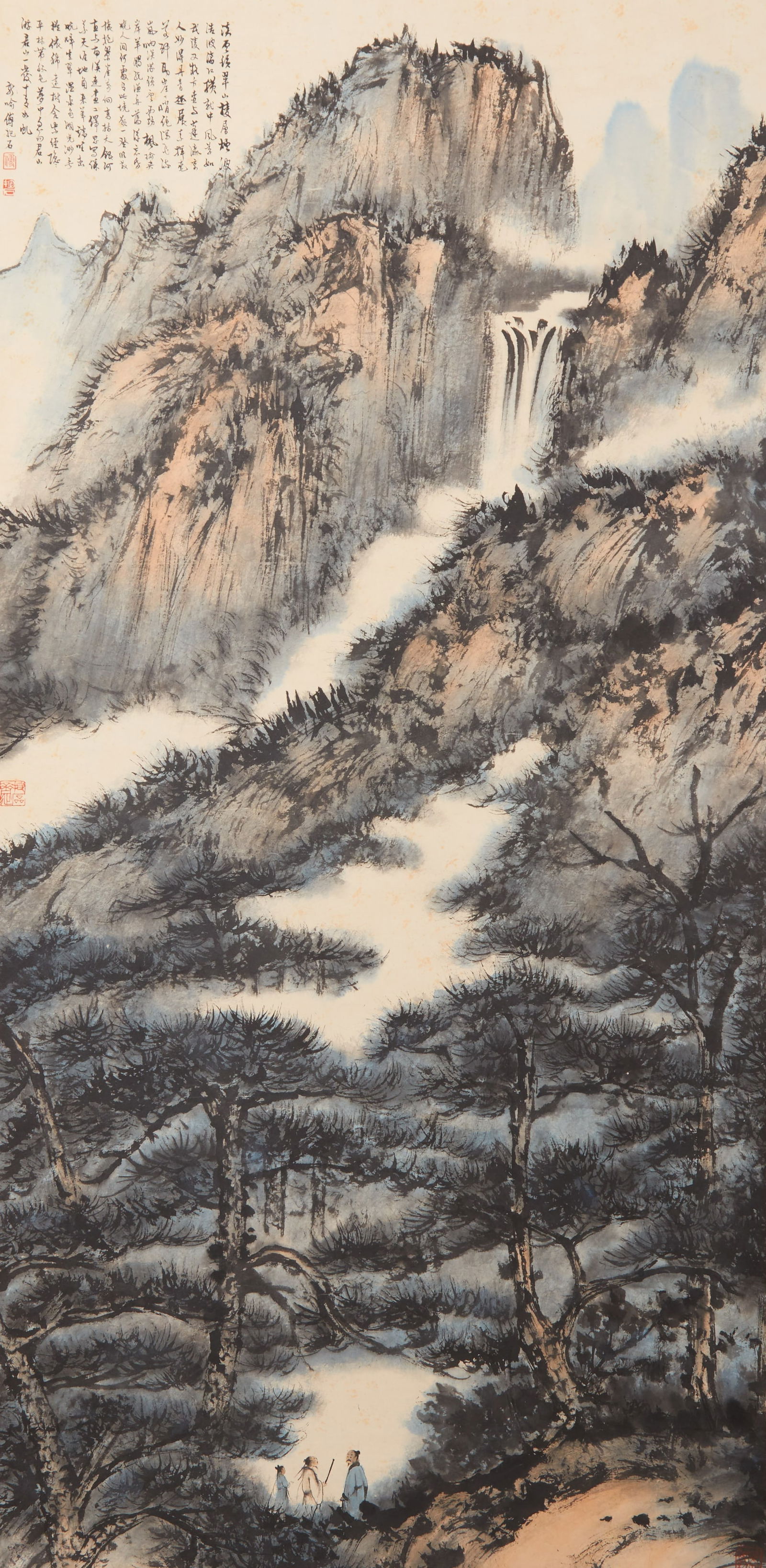 A LANDSCAPE PAINTING ON PAPER BY FU BAOSHI.傅抱石: Landscape Painting on Paper by Fu Baoshi.傅抱石