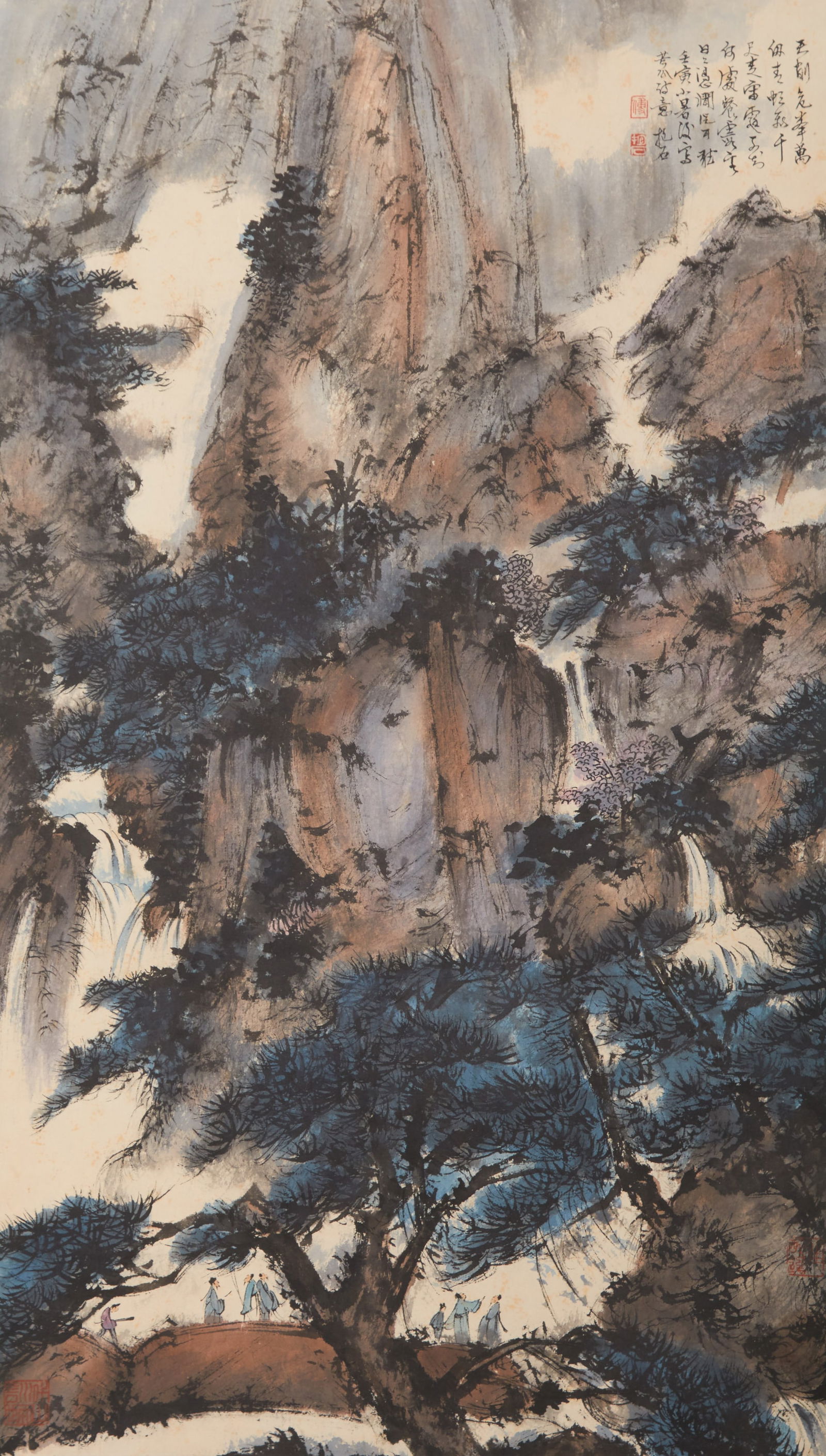 A LANDSCAPE PAINTING ON PAPER BY FU BAOSHI.傅抱石: Landscape Painting on Paper by Fu Baoshi.傅抱石