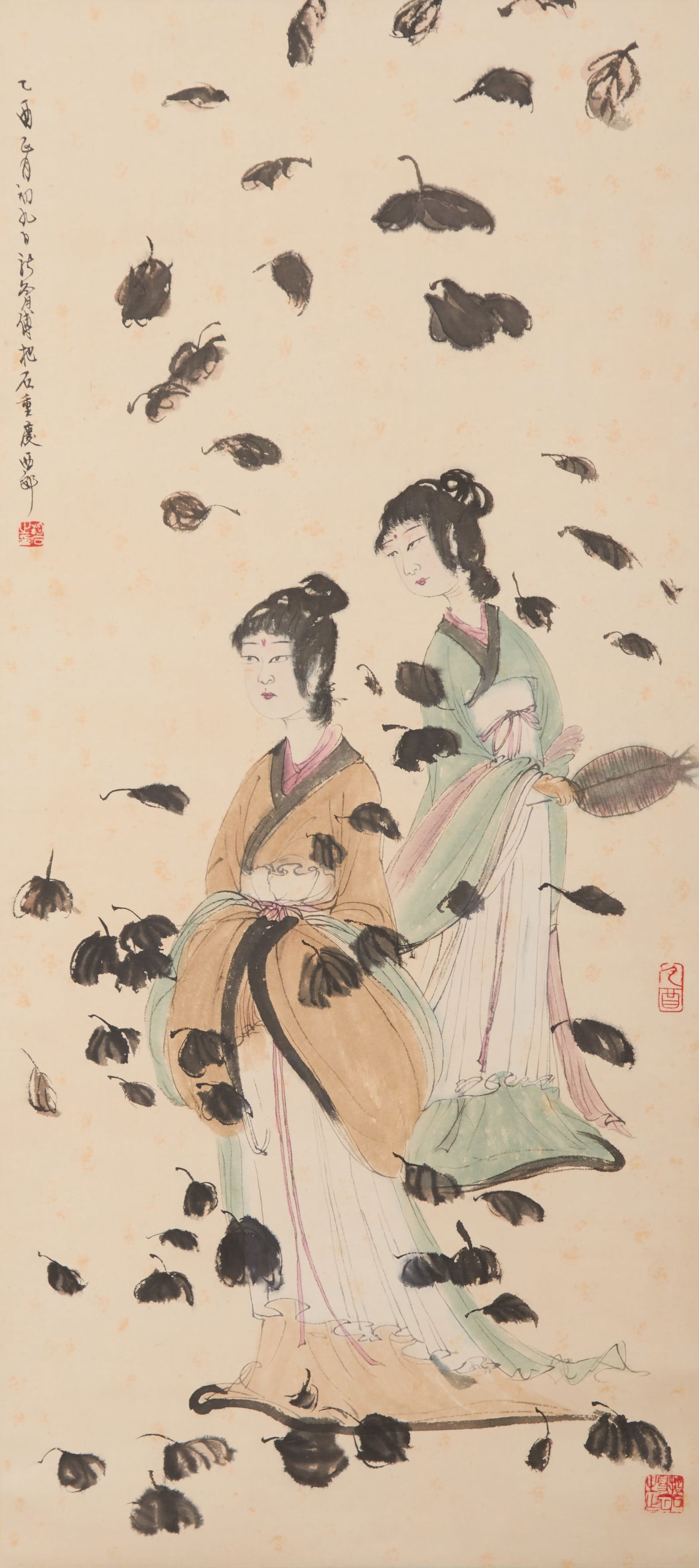 A LADY PAINTING ON PAPER BY FU BAOSHI.傅抱石: Lady Painting on Paper by Fu Baoshi.傅抱石