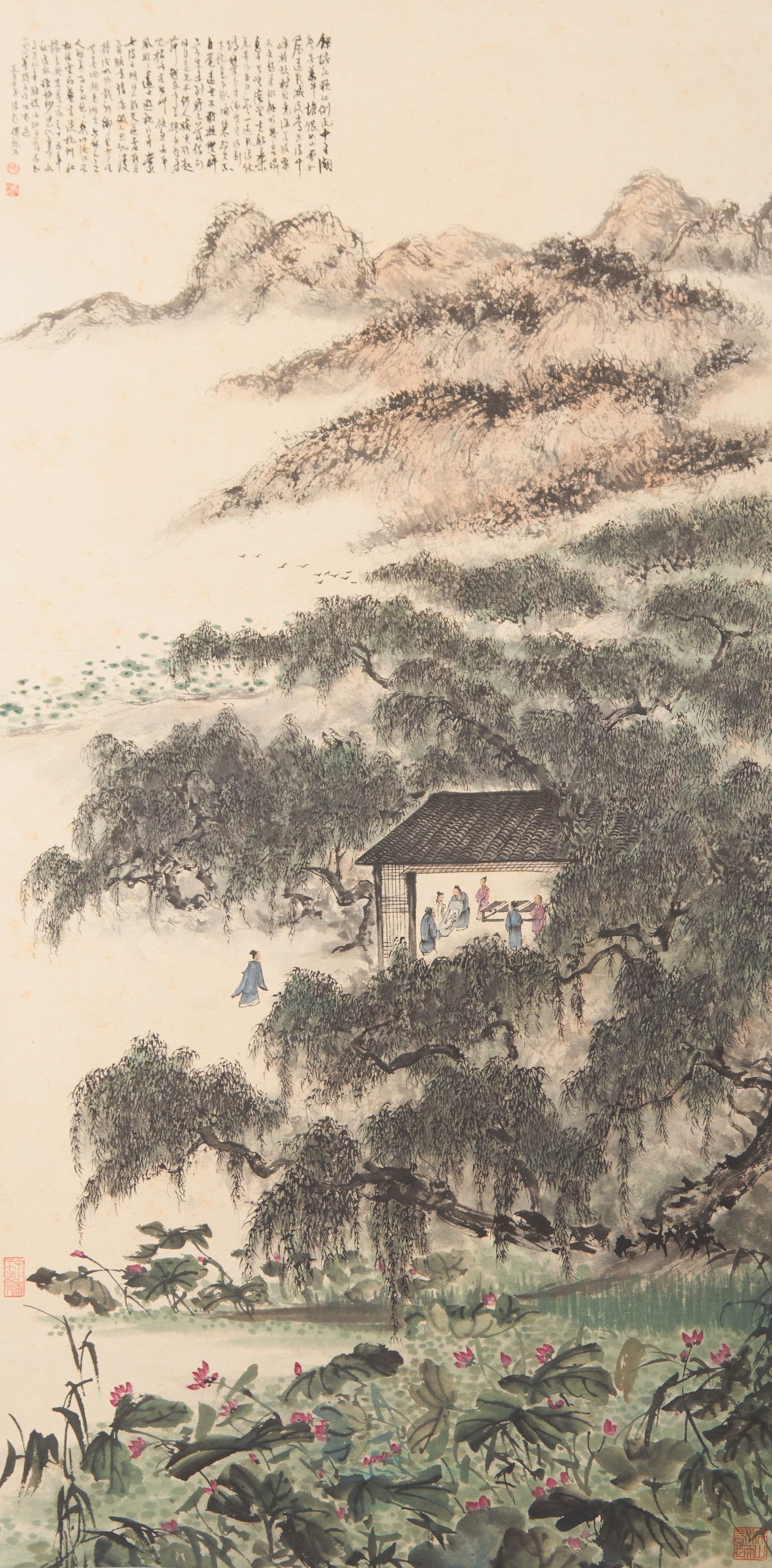 A LANDSCAPE PAINTING ON PAPER BY FU BAOSHI.傅抱石: Landscape Painting on Paper by Fu Baoshi.傅抱石