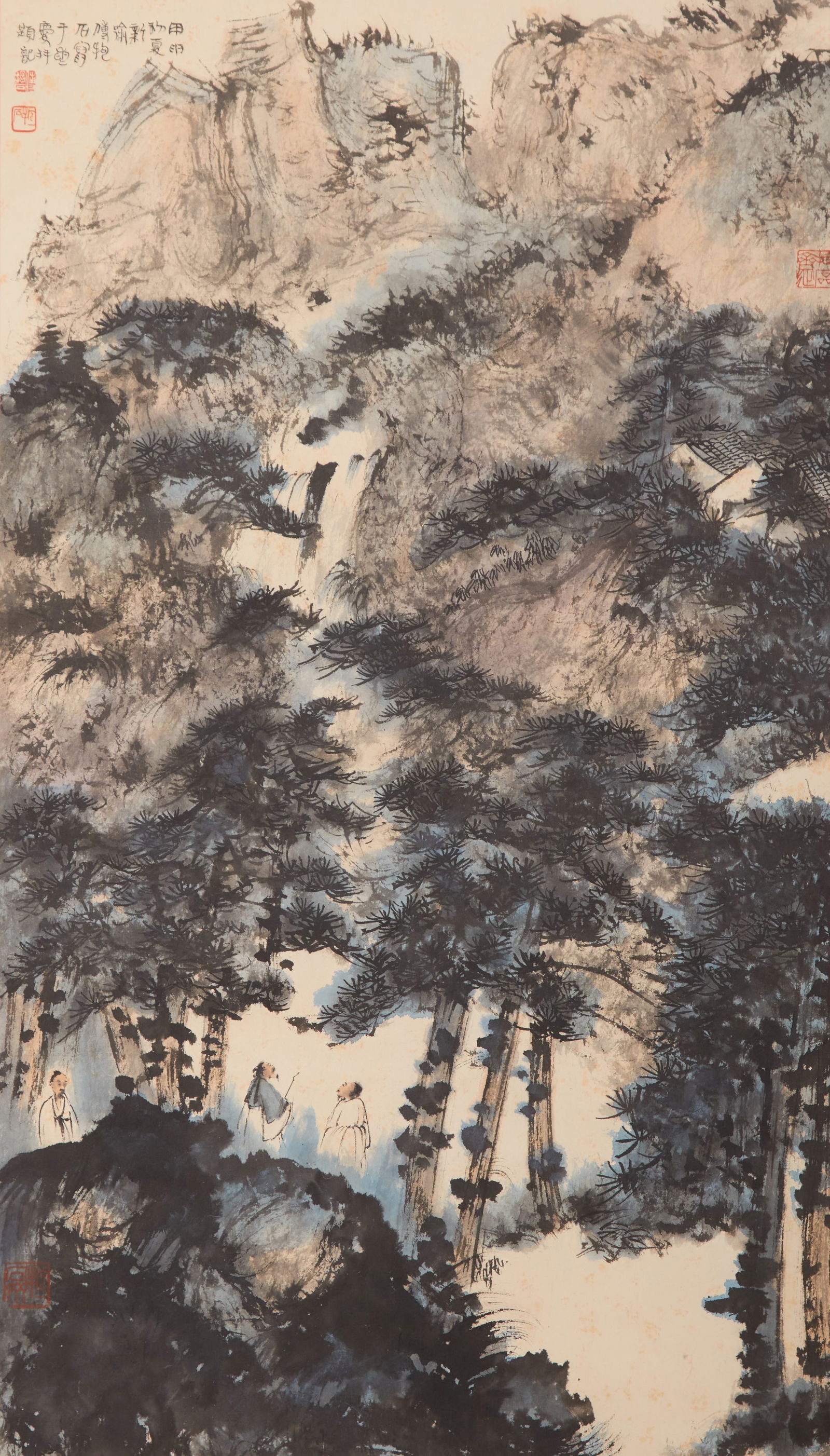 A LANDSCAPE PAINTING ON PAPER BY FU BAOSHI.傅抱石: Landscape Painting on Paper by Fu Baoshi.傅抱石