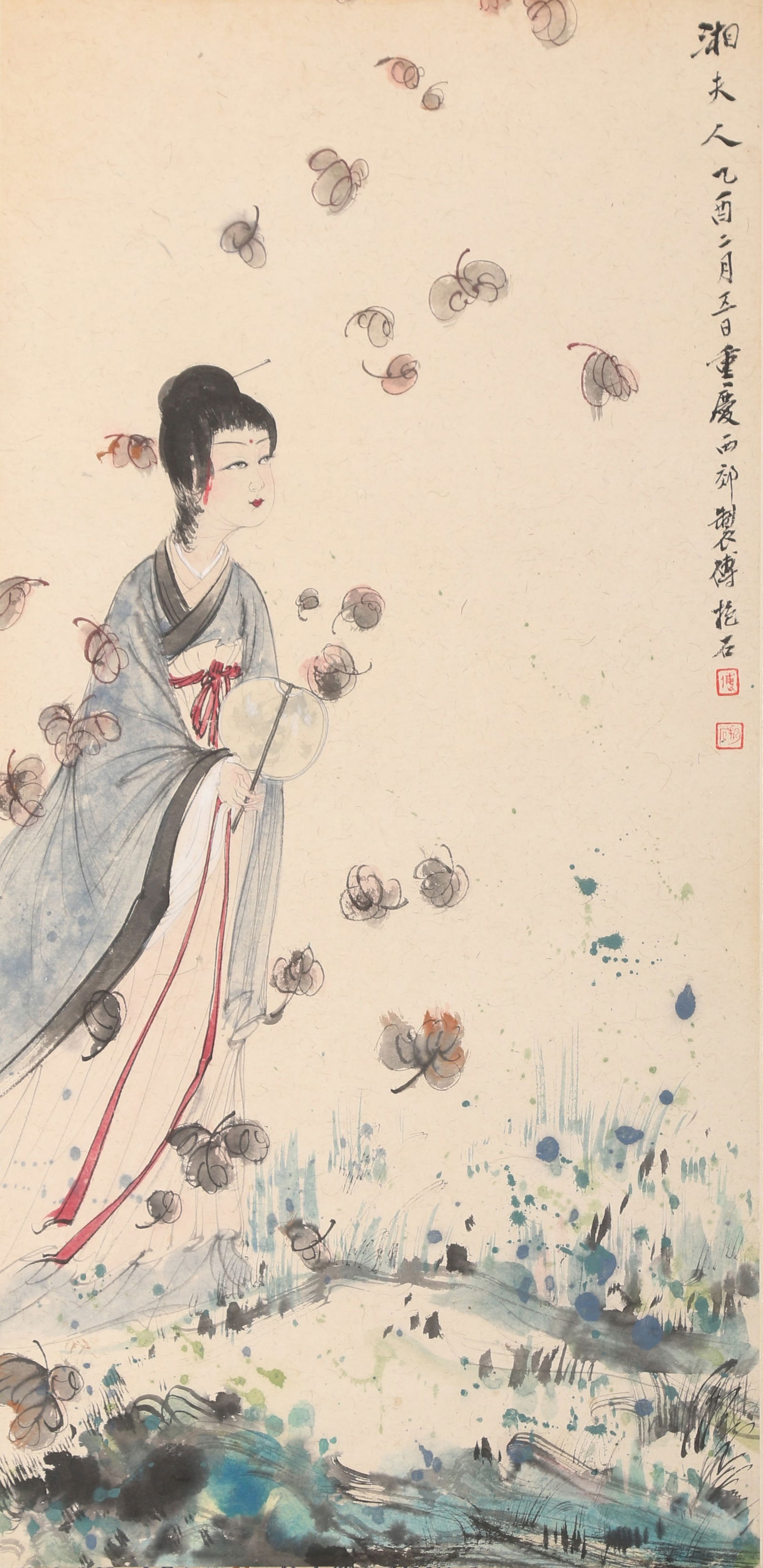 A LANDSCAPE PAINTING ON PAPER BY FU BAOSHI.傅抱石: Landscape Painting on Paper by Fu Baoshi.傅抱石