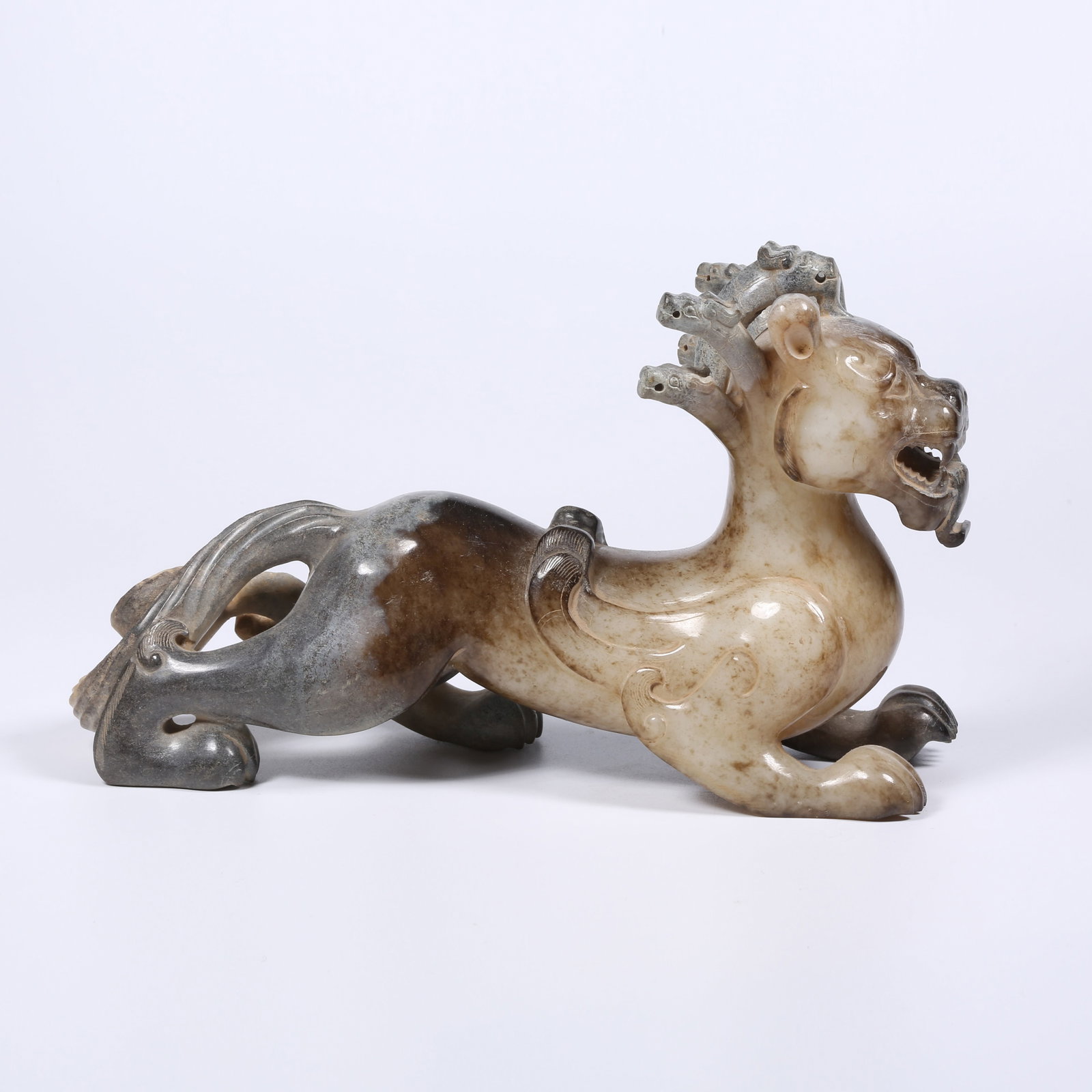 A ARCHAIC JADE AUSPICIOUS BEAST: Archaic Jade Auspicious Beast