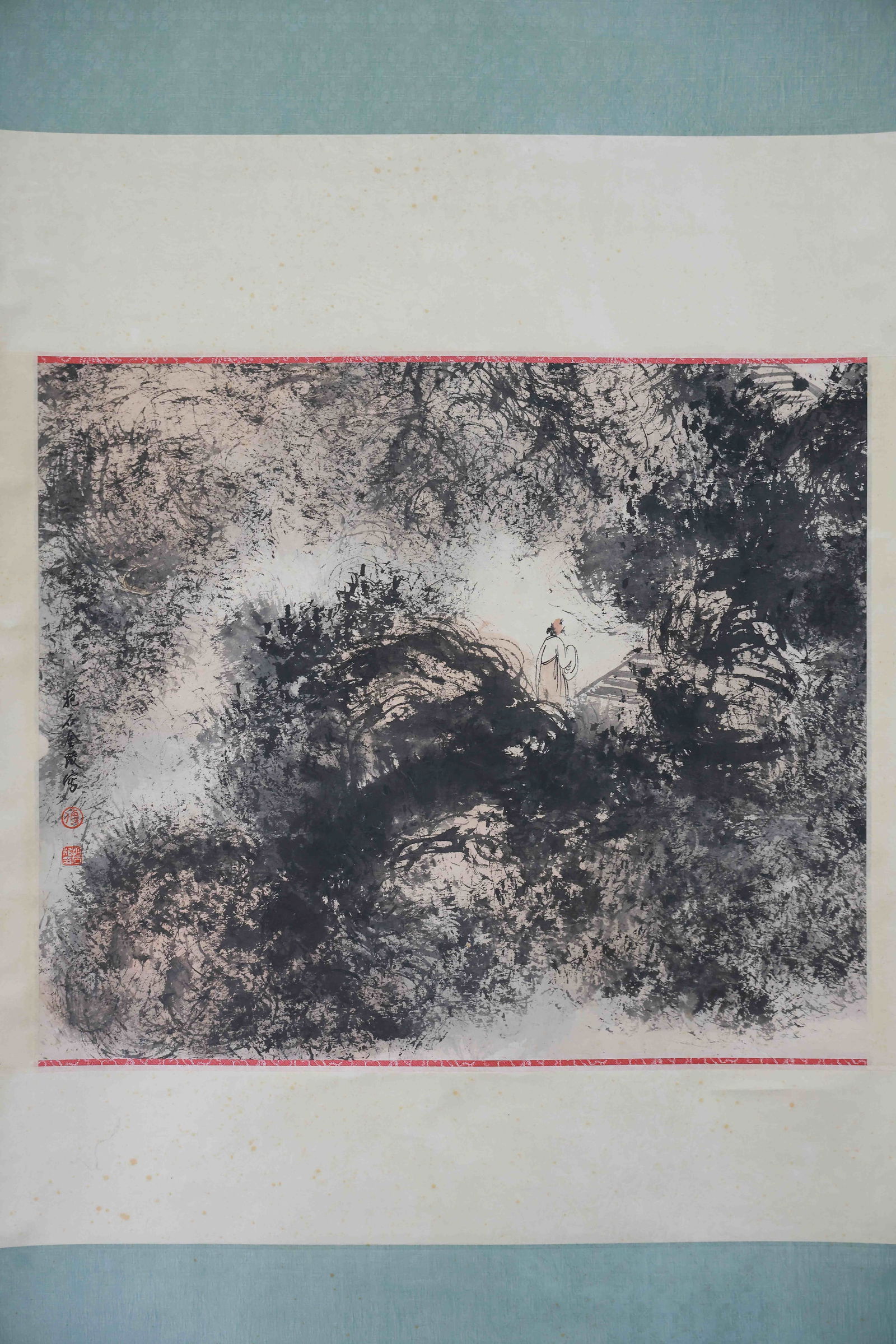 A FIGURE PAINTING ON PAPER BY FU BAOSHI.傅抱石: Figure painting on paper by Fu Baoshi.傅抱石
