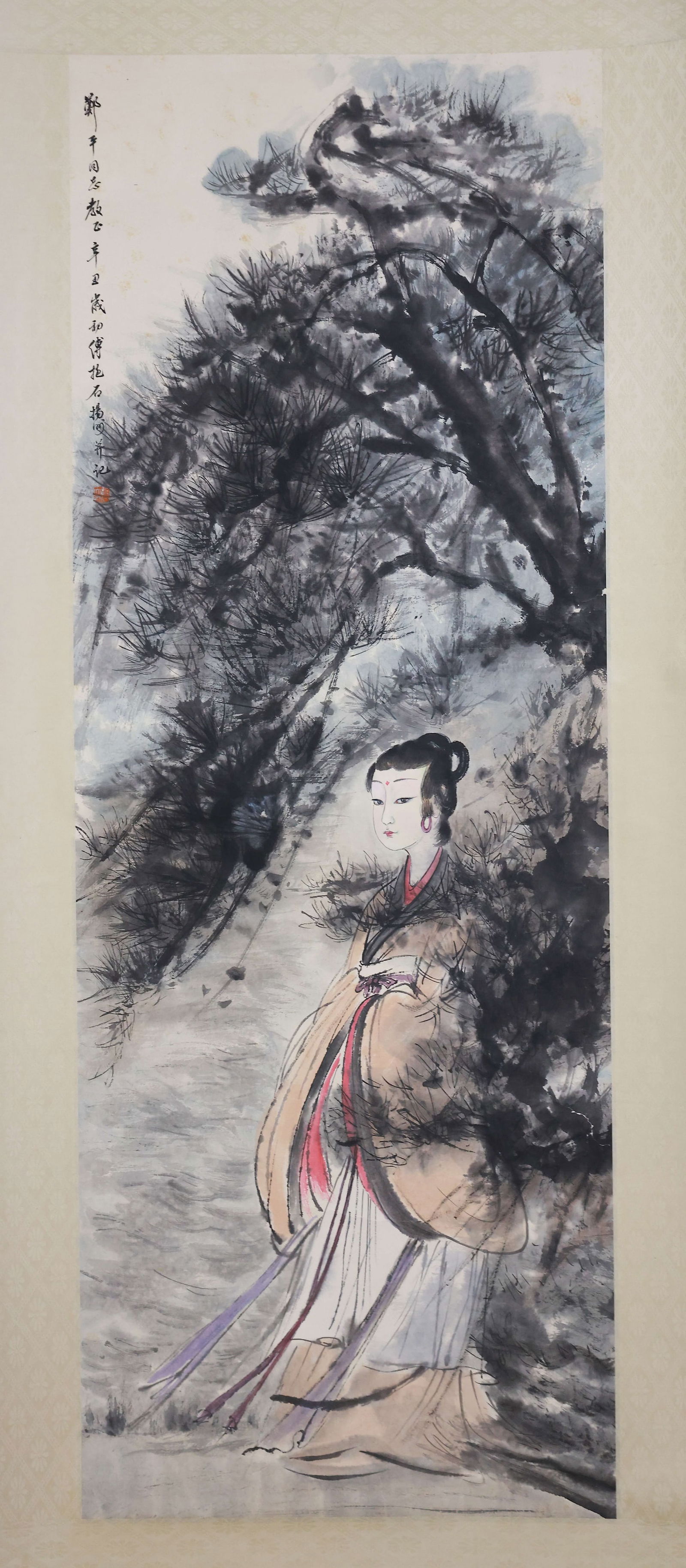 A FIGURE PAINTING ON PAPER BY FU BAOSHI.傅抱石: Figure painting on paper by Fu Baoshi.傅抱石