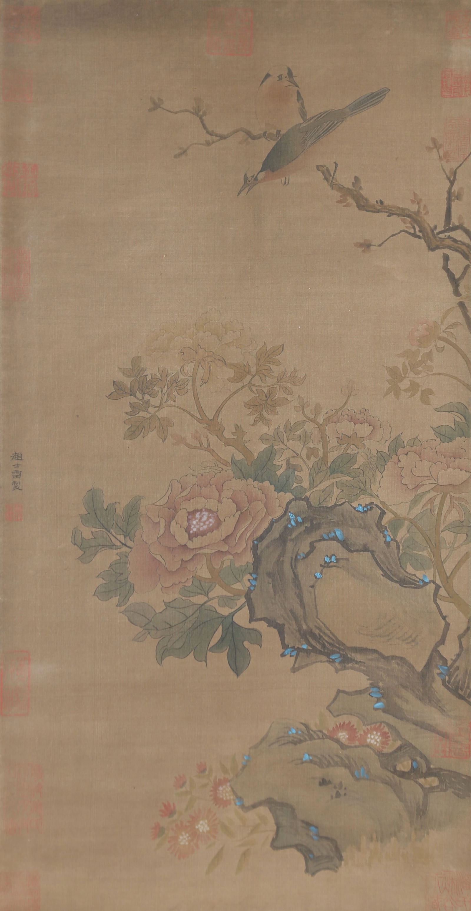 A FLOWERS AND BIRDS PAINTING ON PAPER BY ZHAO SHILEI.趙士雷 (1 of 10)