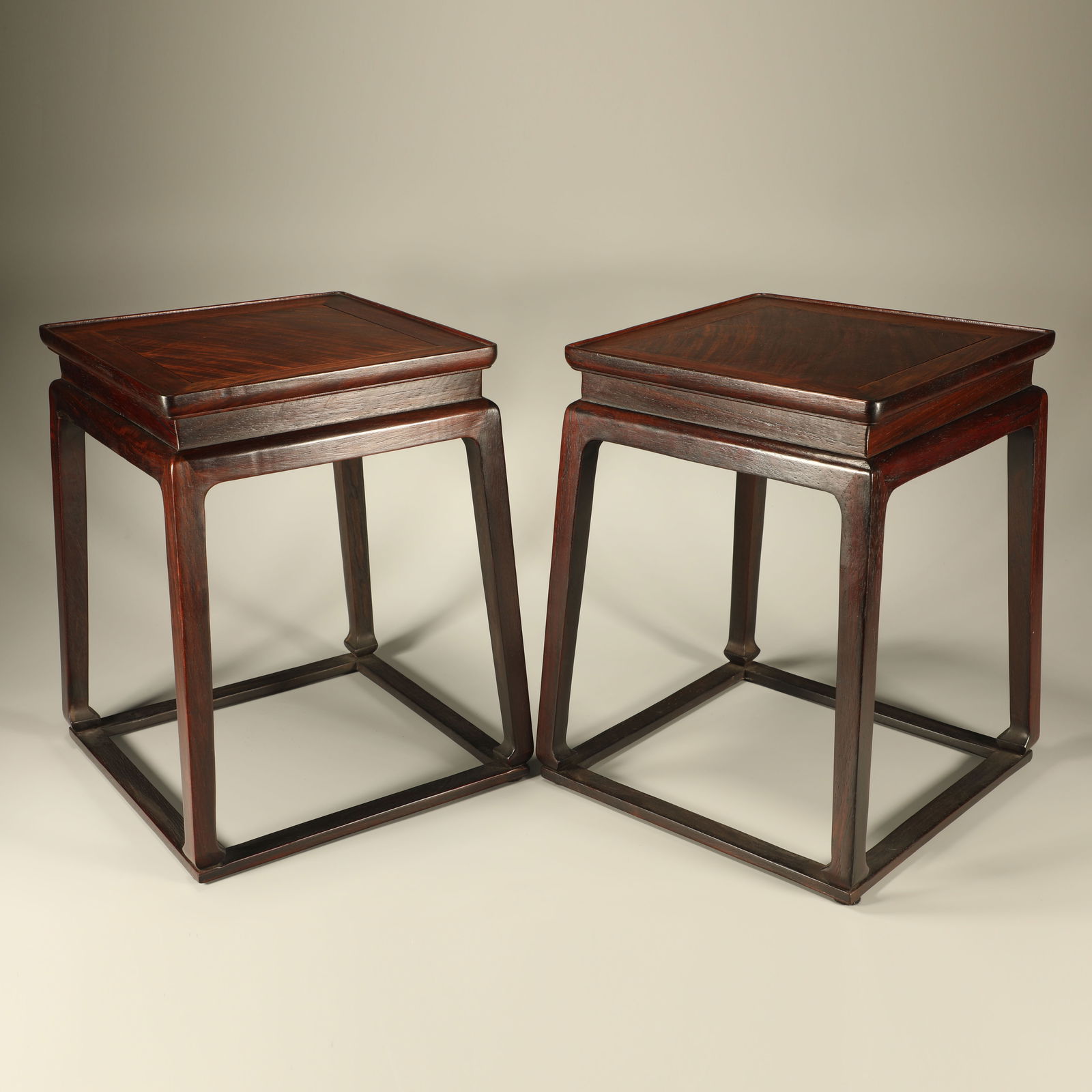 A PAIR OF HUANGHUALI FLOWER TABLES: Pair of Huanghuali flower tables