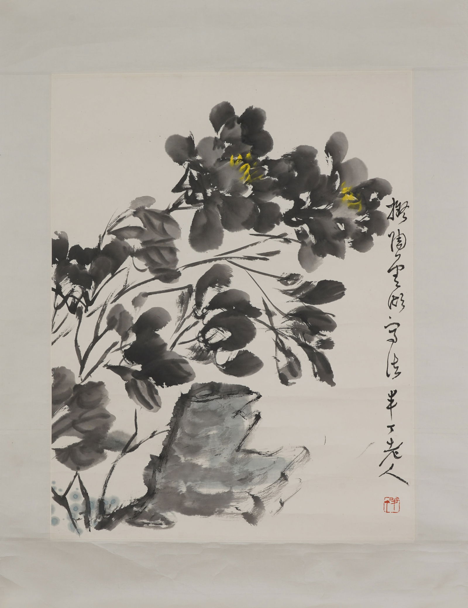 A FLOWER PAINTING BY CHEN BANDING.陳半丁: Flower painting by Chen Banding.陳半丁