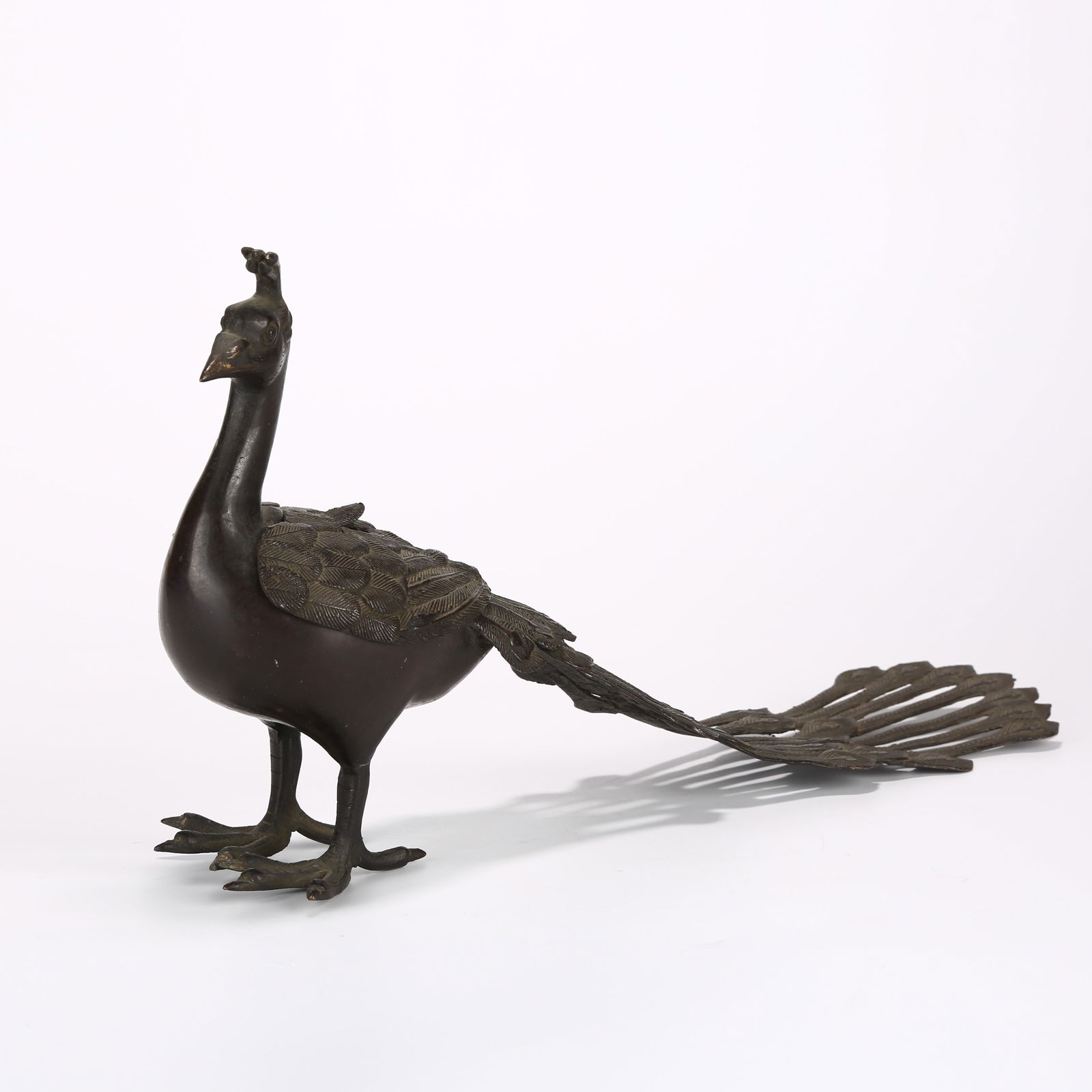 A BRONZE PEACOCK INCENSE BURNER (1 of 10)