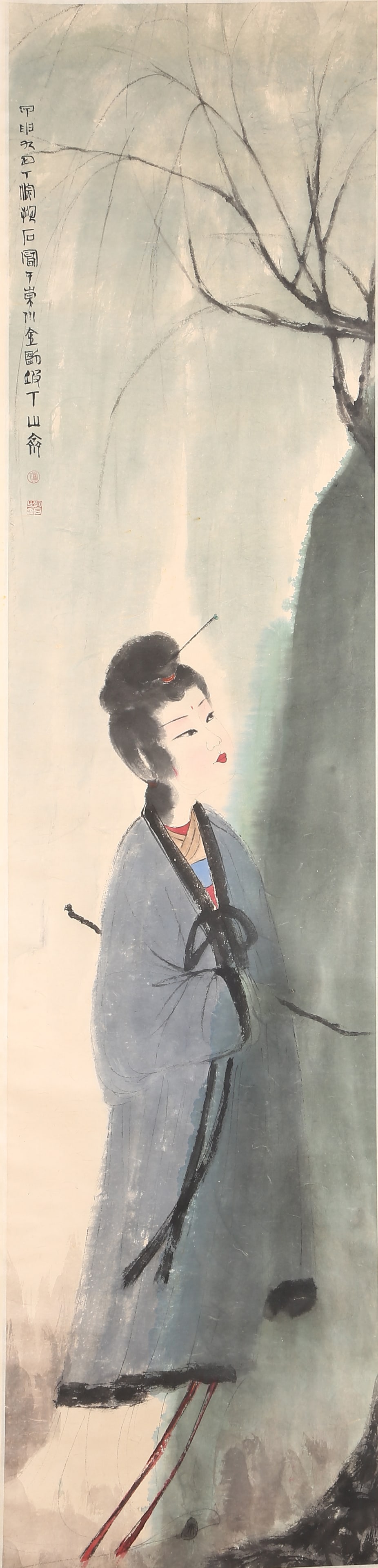 A FIGURE PAINTING ON PAPER BY FU BAOSHI.傅抱石: Figure painting on paper by Fu Baoshi.傅抱石