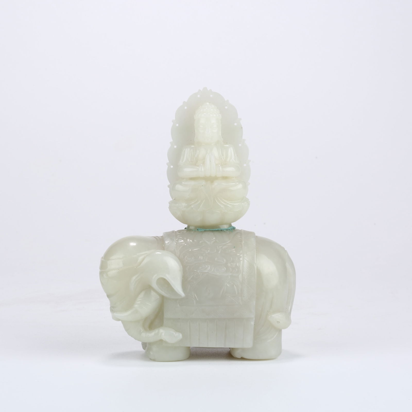 A HETIAN WHITE JADE SAMANTABHADRA BODHISATTVA: Hetian White Jade Samantabhadra Bodhisattva