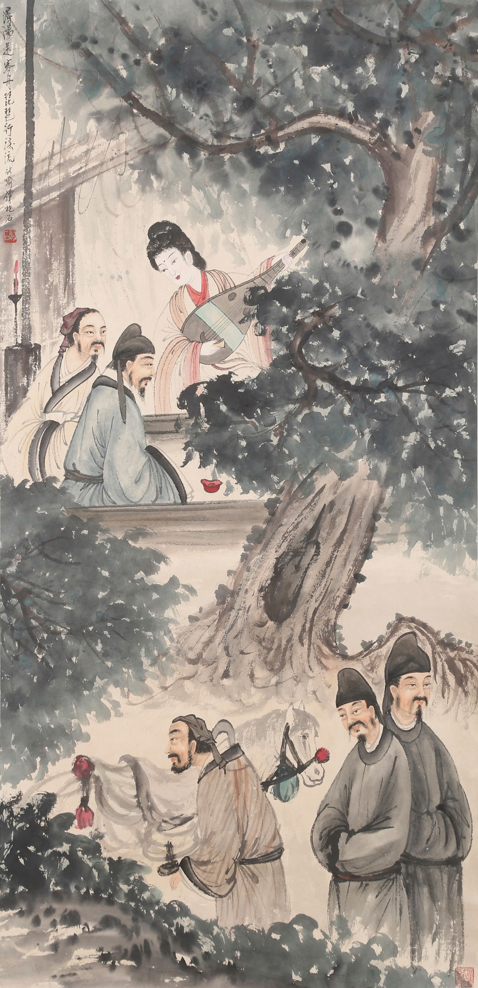 A PAINTING OF A LADY ON PAPER BY FU BAOSHI.傅抱石: Painting of a Lady on Paper by Fu Baoshi.傅抱石