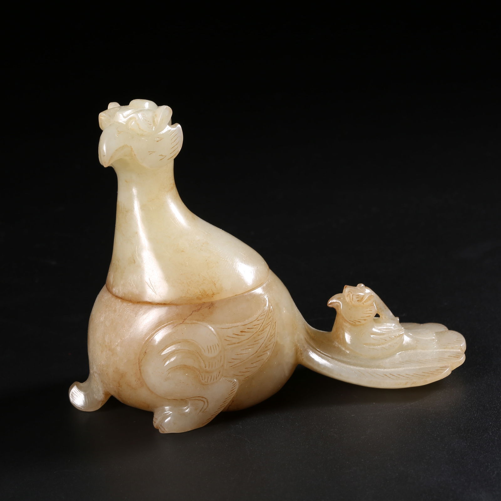 A ANCIENT JADE PHOENIX INCENSE BURNER: Ancient jade phoenix incense burner